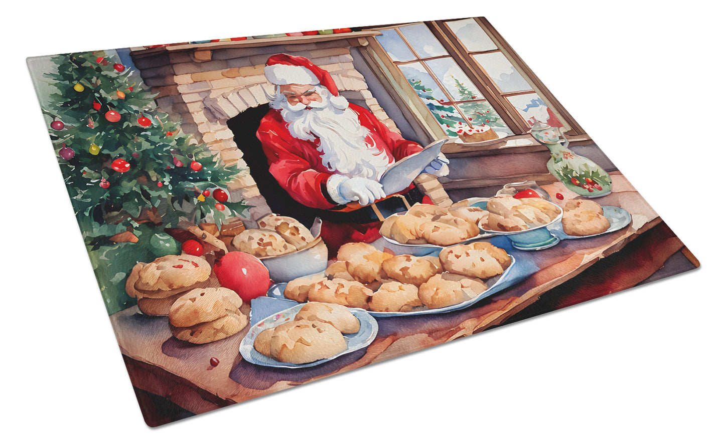 Buy this Cookies with Santa Claus Glass Cutting Board