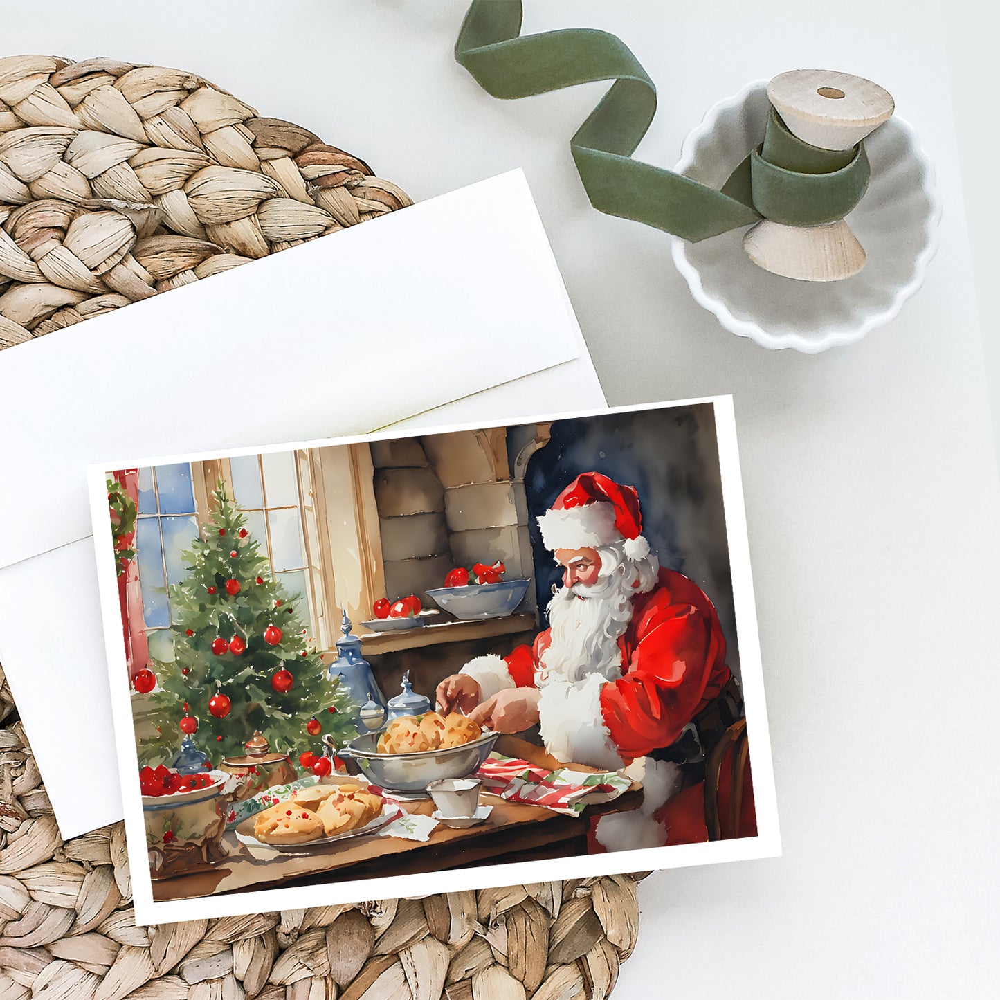 Cookies with Santa Claus Greeting Cards Pack of 8