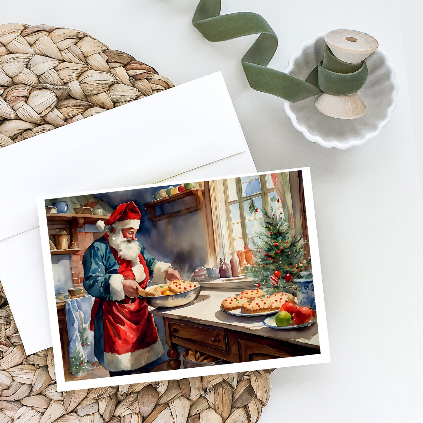 Cookies with Santa Claus Babbo Natale Greeting Cards Pack of 8