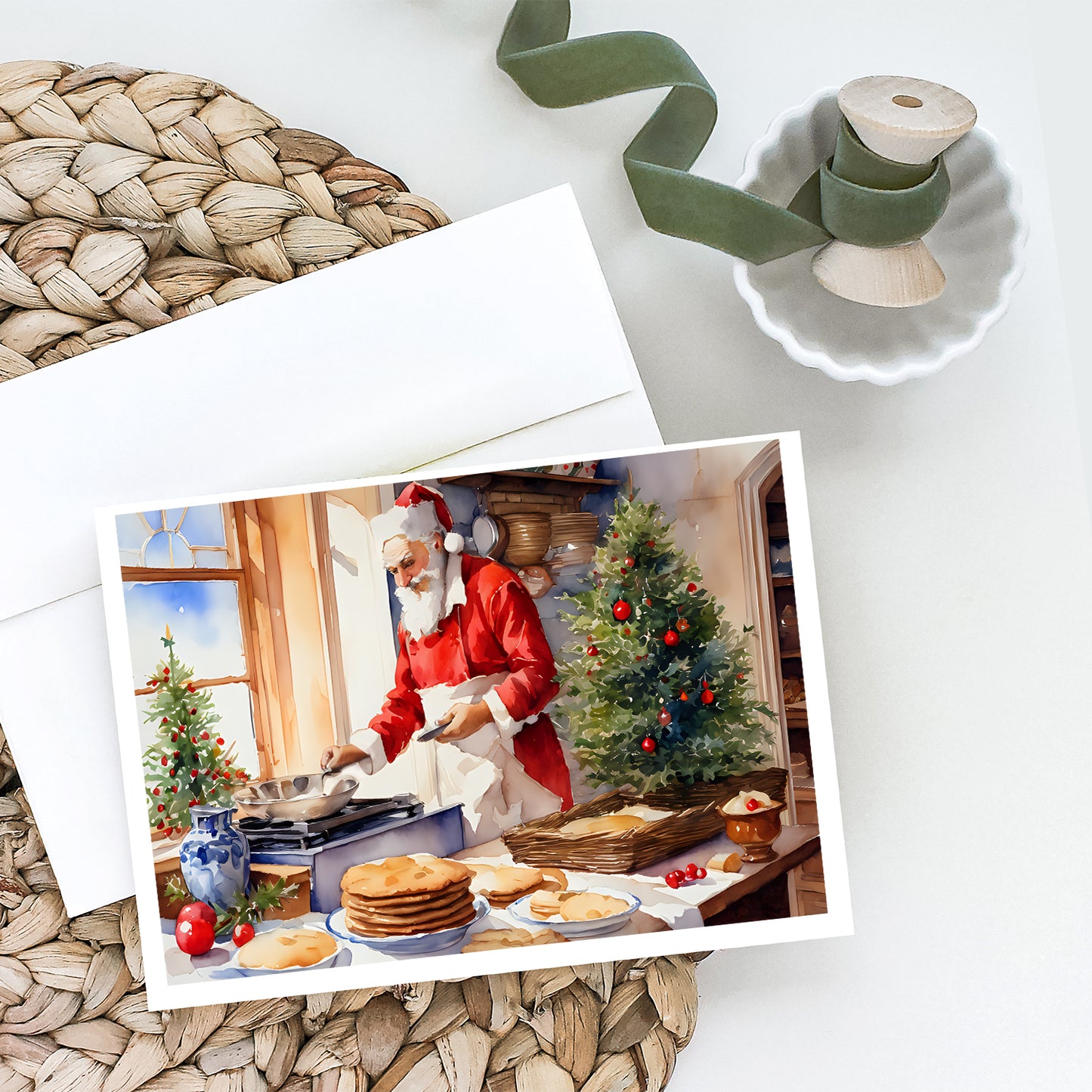 Cookies with Santa Claus Babbo Natale Greeting Cards Pack of 8