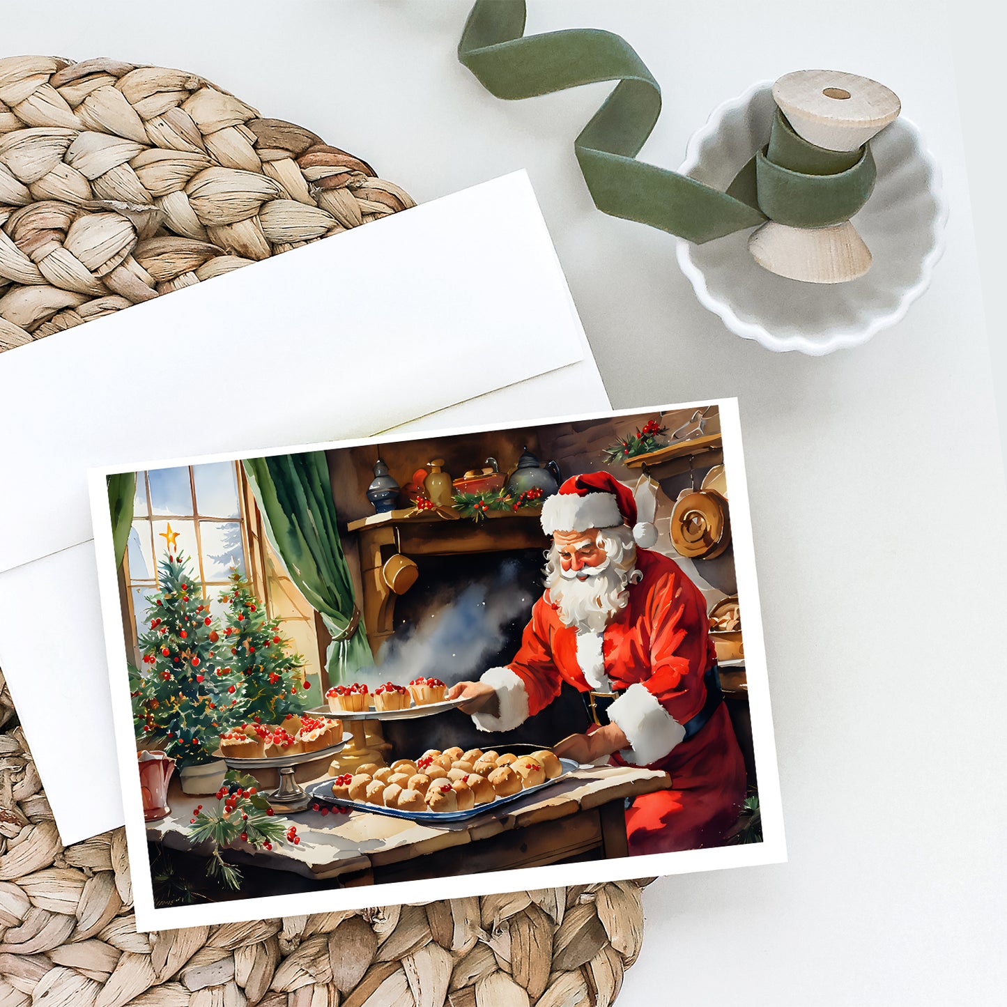 Cookies with Santa Claus Greeting Cards Pack of 8