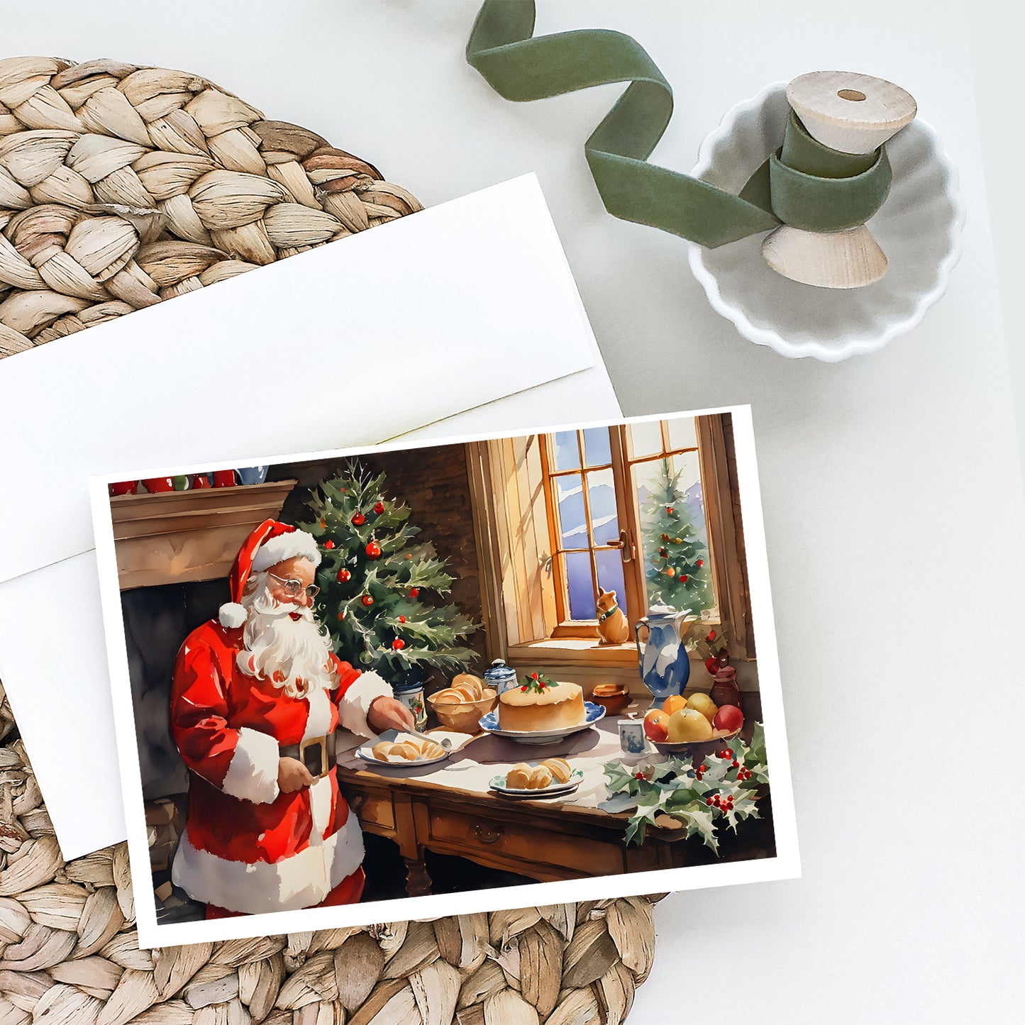 Cookies with Santa Claus Greeting Cards Pack of 8