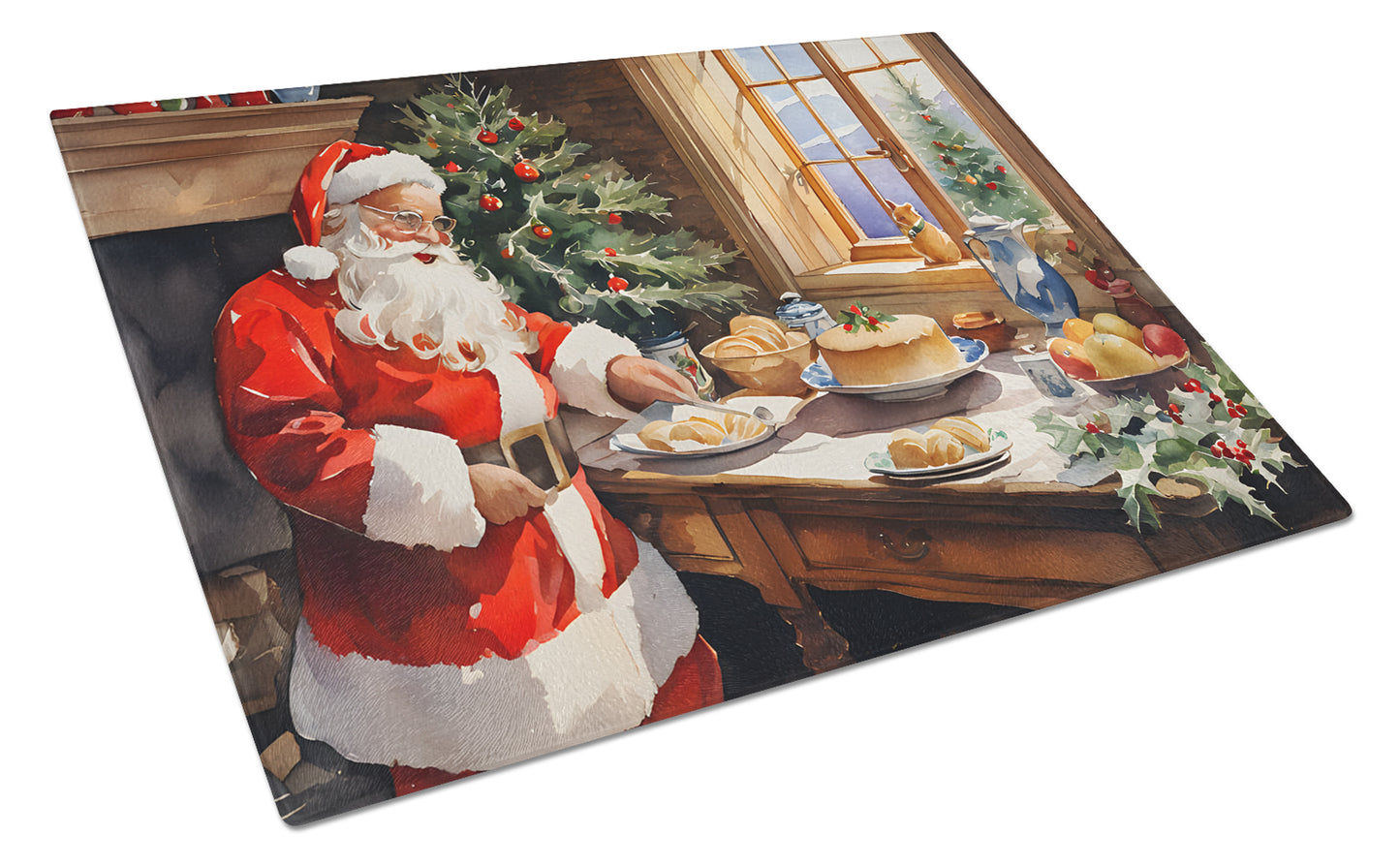 Buy this Cookies with Santa Claus Glass Cutting Board