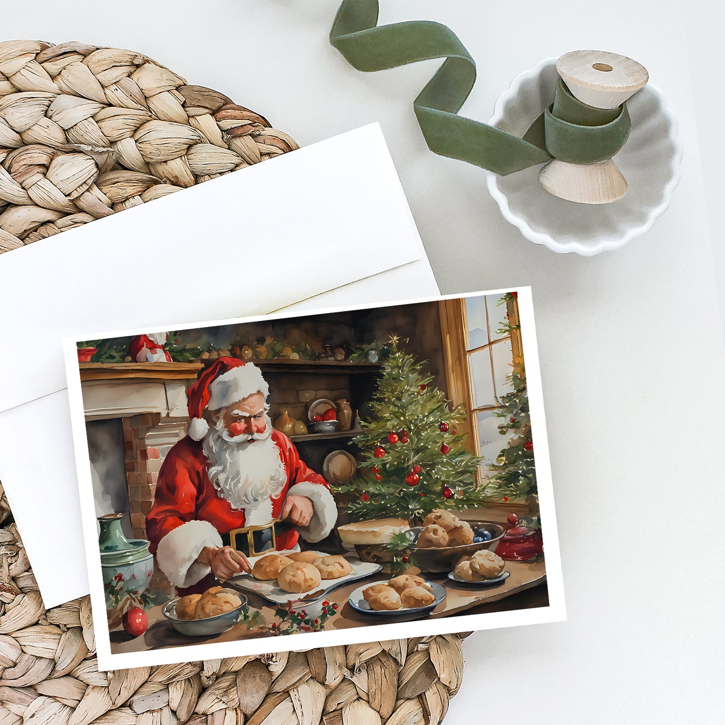 Cookies with Santa Claus Greeting Cards Pack of 8