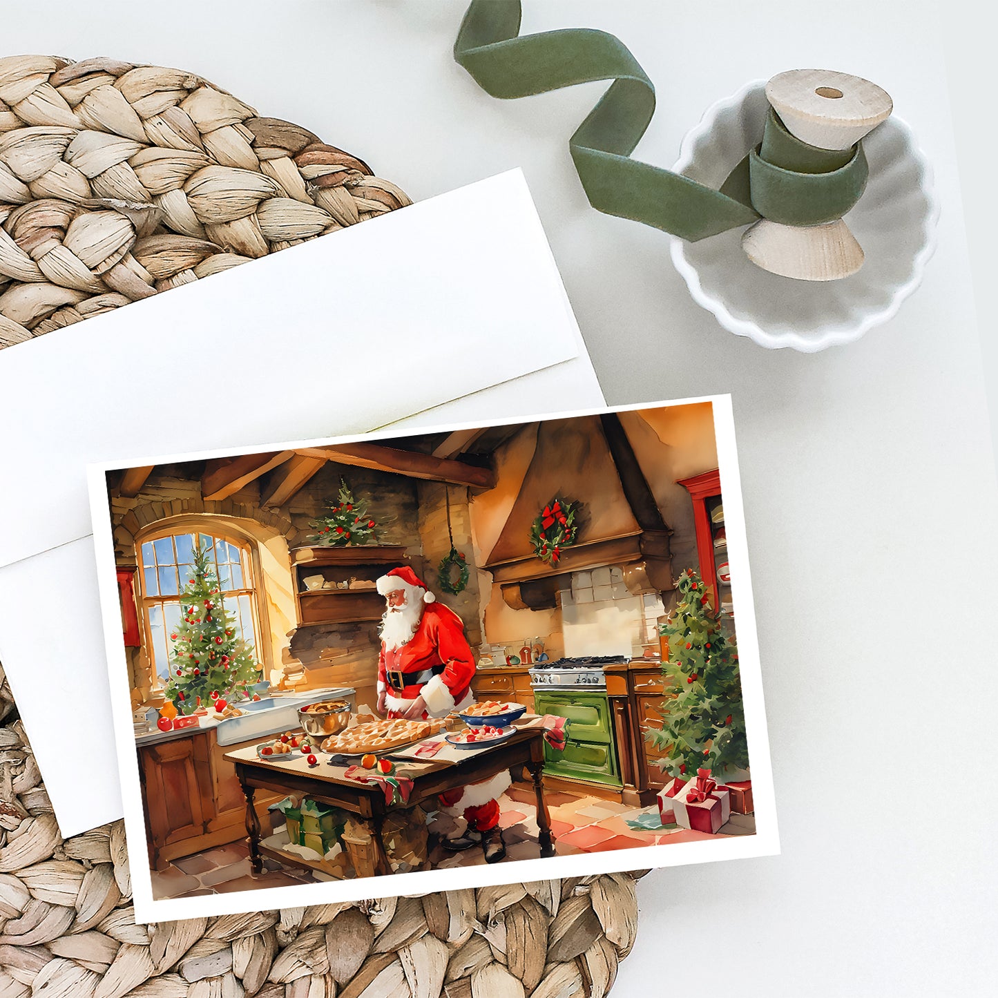 Cookies with Santa Claus Father Christmas Greeting Cards Pack of 8