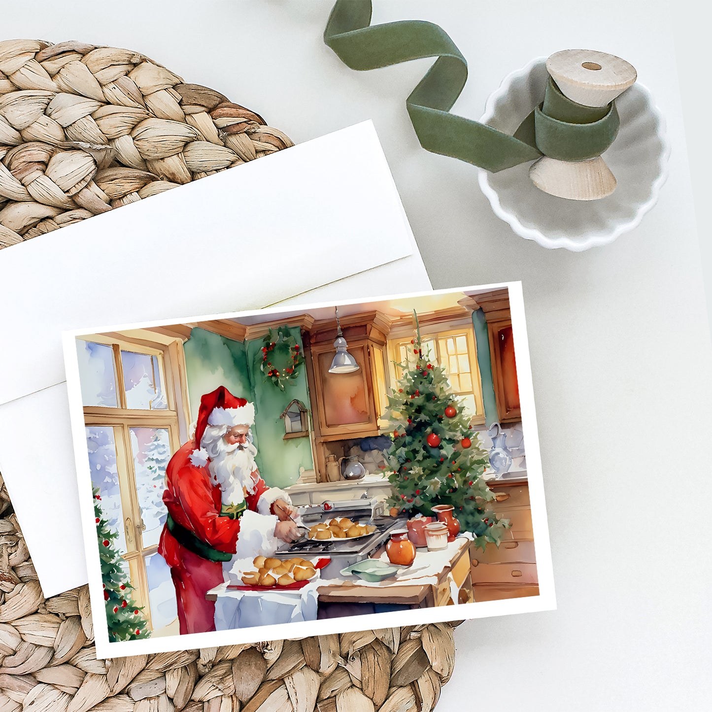 Cookies with Santa Claus Father Christmas Greeting Cards Pack of 8