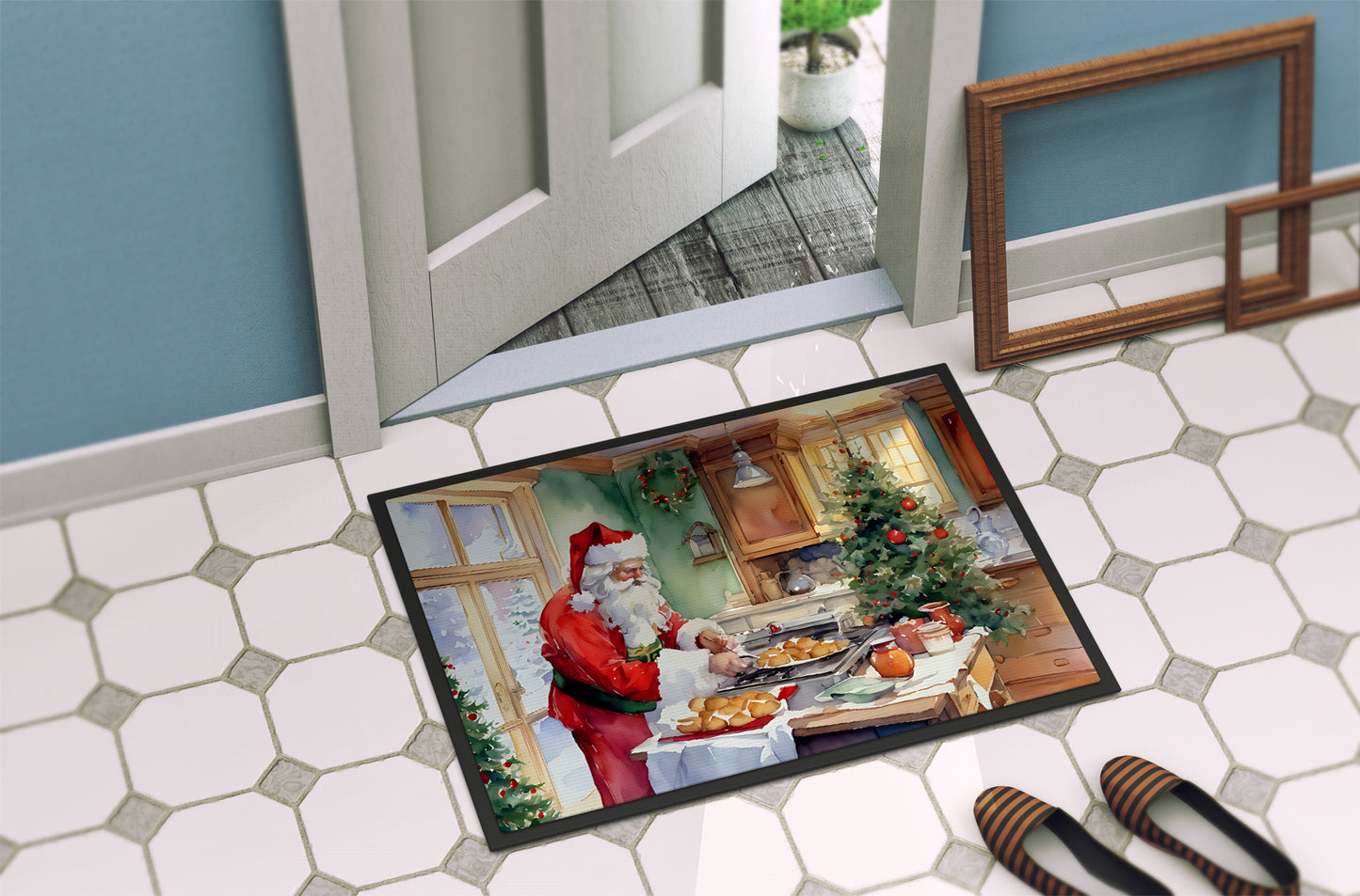 Cookies with Santa Claus Father Christmas Doormat