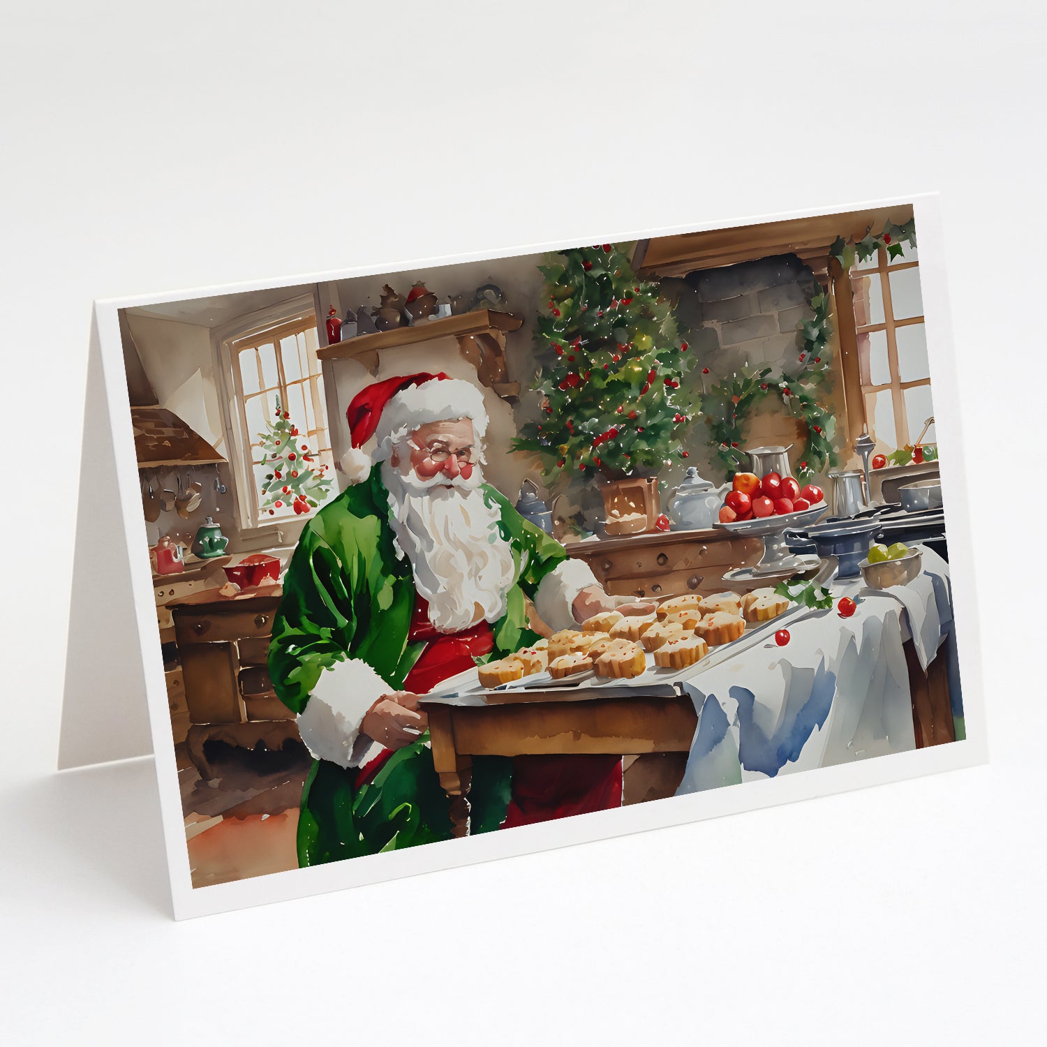 Buy this Cookies with Santa Claus Father Christmas Greeting Cards Pack of 8