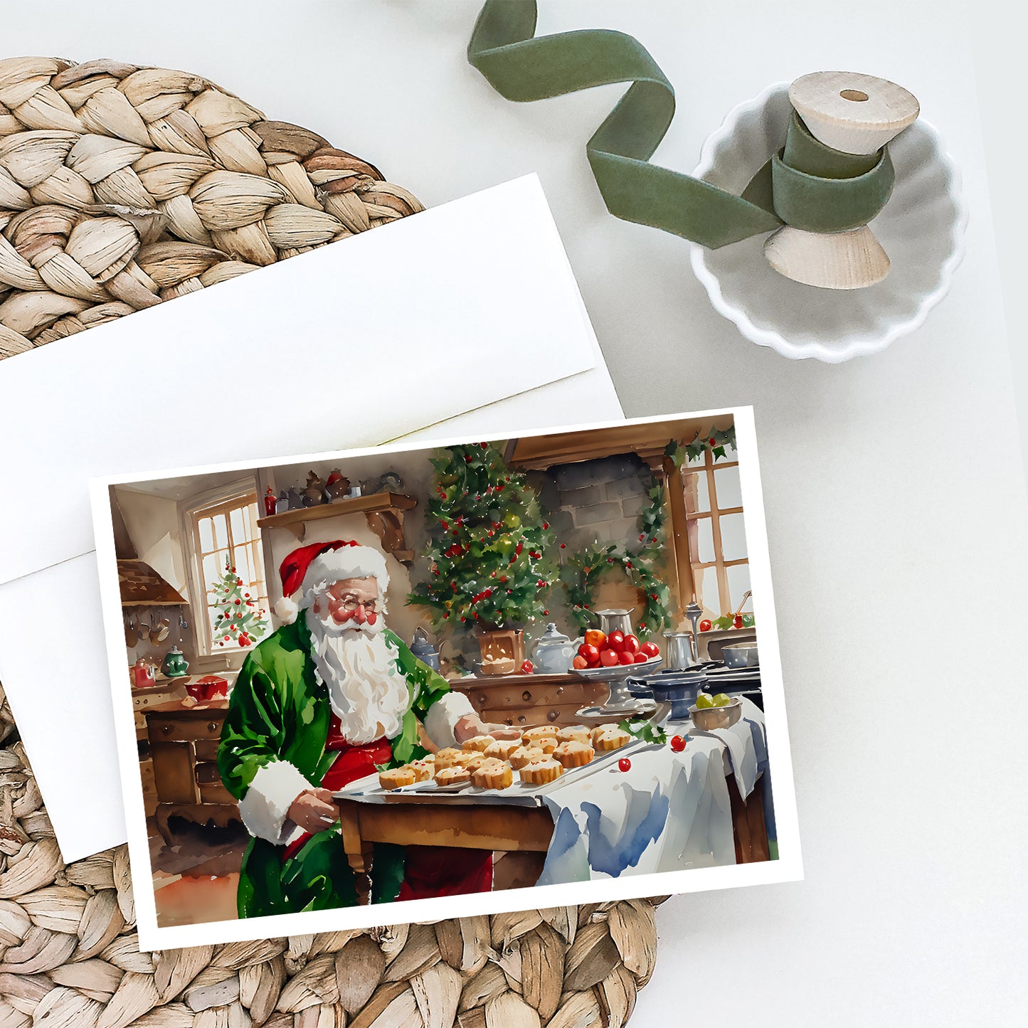 Cookies with Santa Claus Father Christmas Greeting Cards Pack of 8