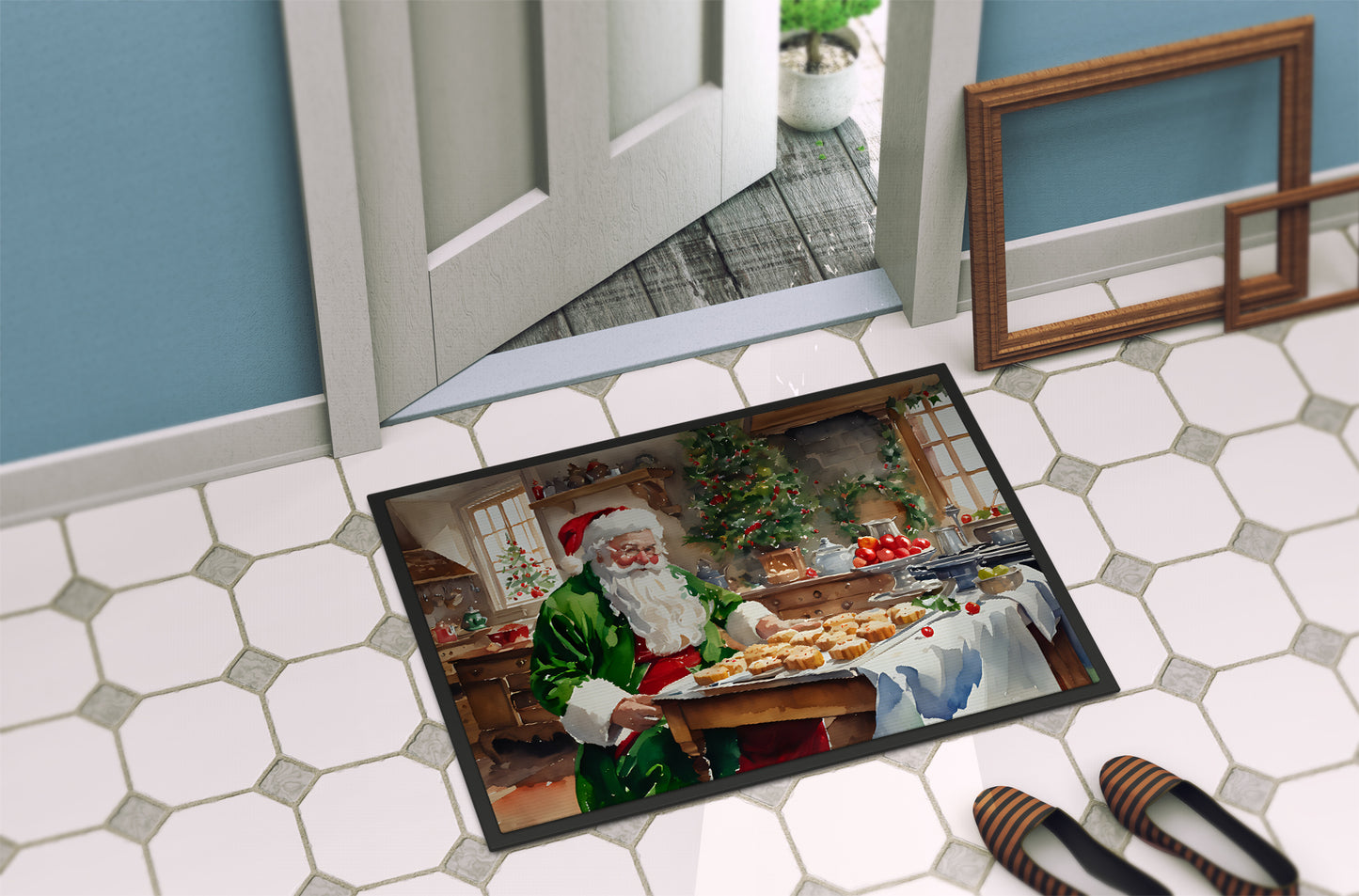 Cookies with Santa Claus Father Christmas Doormat