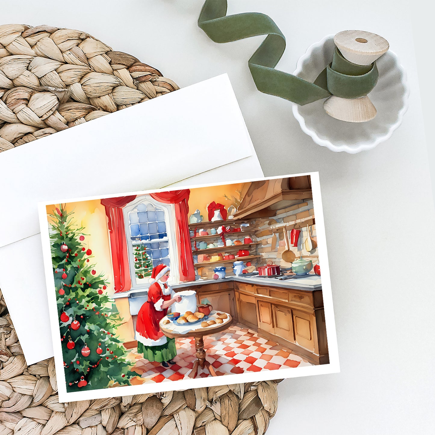 Cookies with Santa Claus Mrs. Claus Greeting Cards Pack of 8