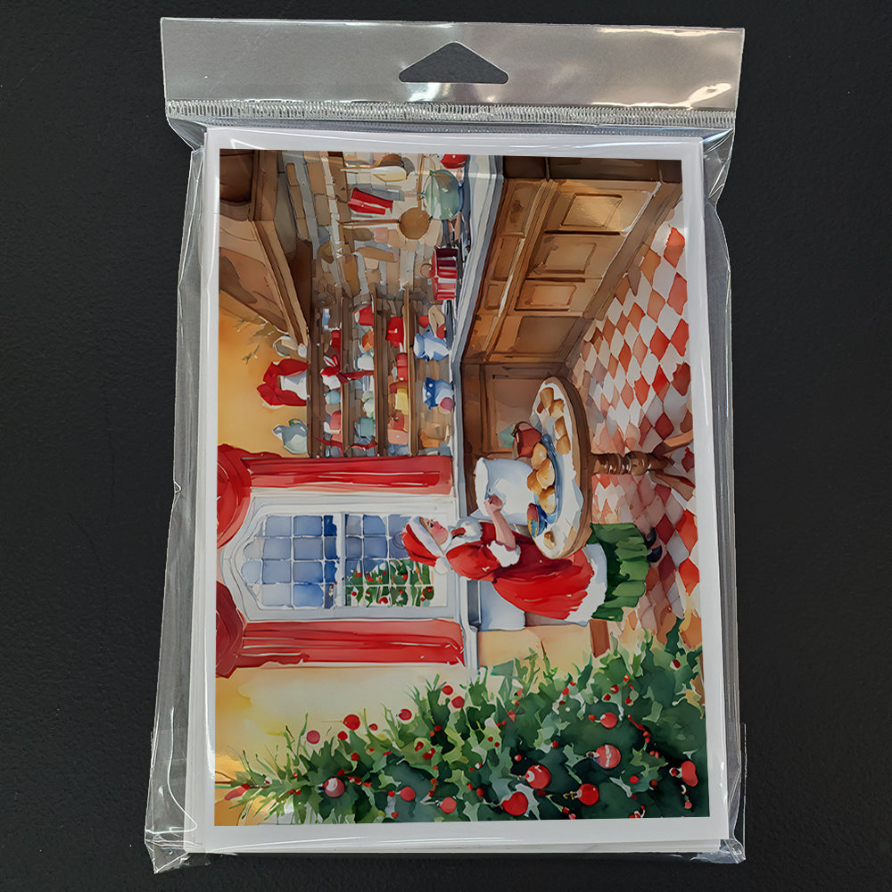 Cookies with Santa Claus Mrs. Claus Greeting Cards Pack of 8