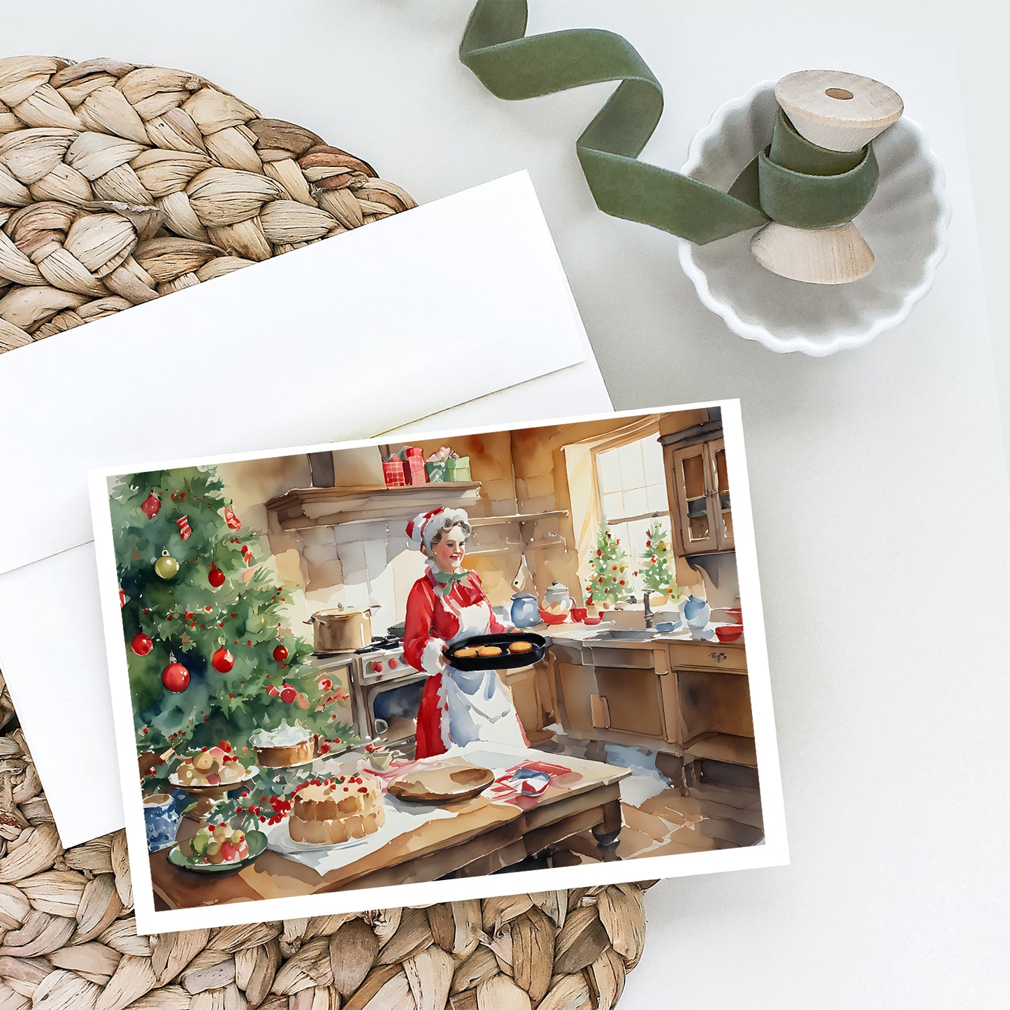 Cookies with Santa Claus Mrs. Claus Greeting Cards Pack of 8