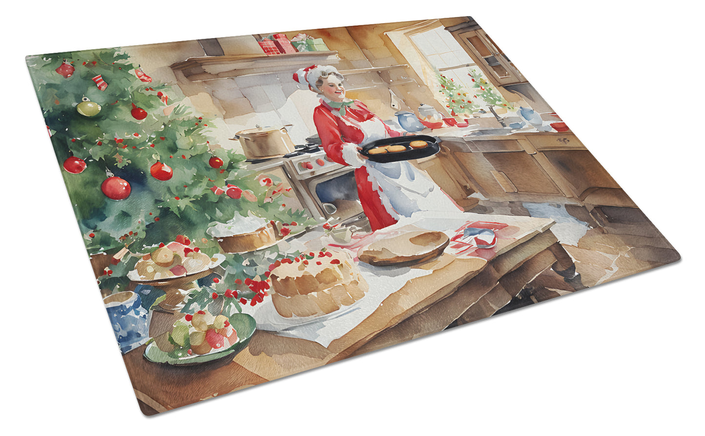 Buy this Cookies with Santa Claus Mrs. Claus Glass Cutting Board