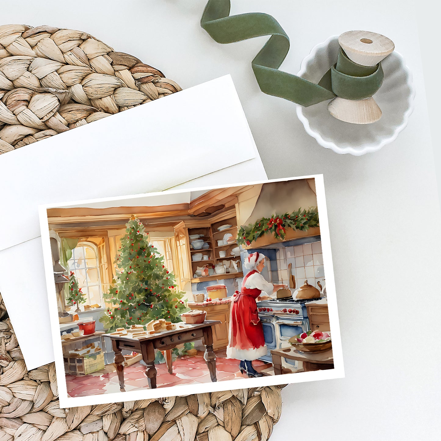 Cookies with Santa Claus Mrs. Claus Greeting Cards Pack of 8