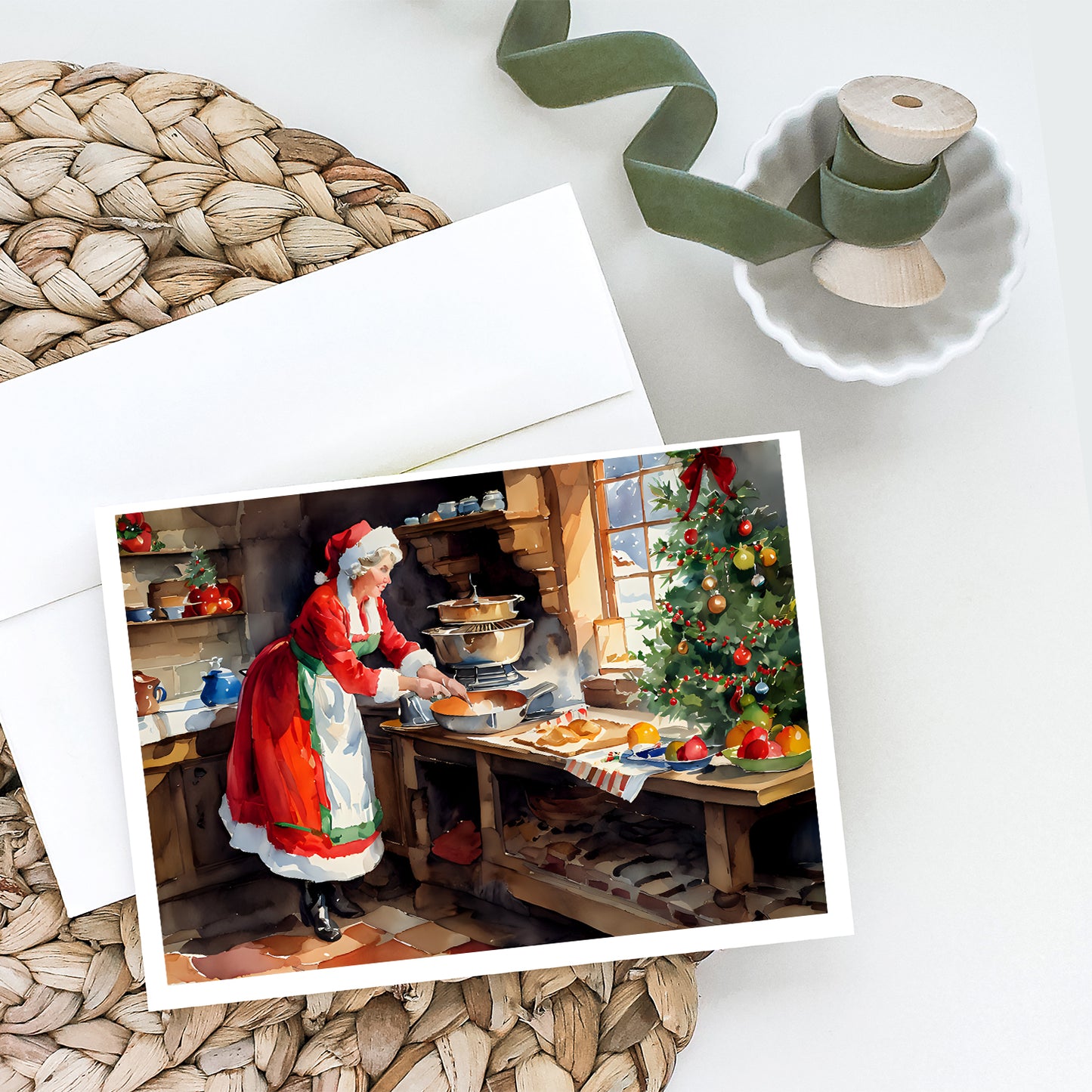 Cookies with Santa Claus Mrs. Claus Greeting Cards Pack of 8