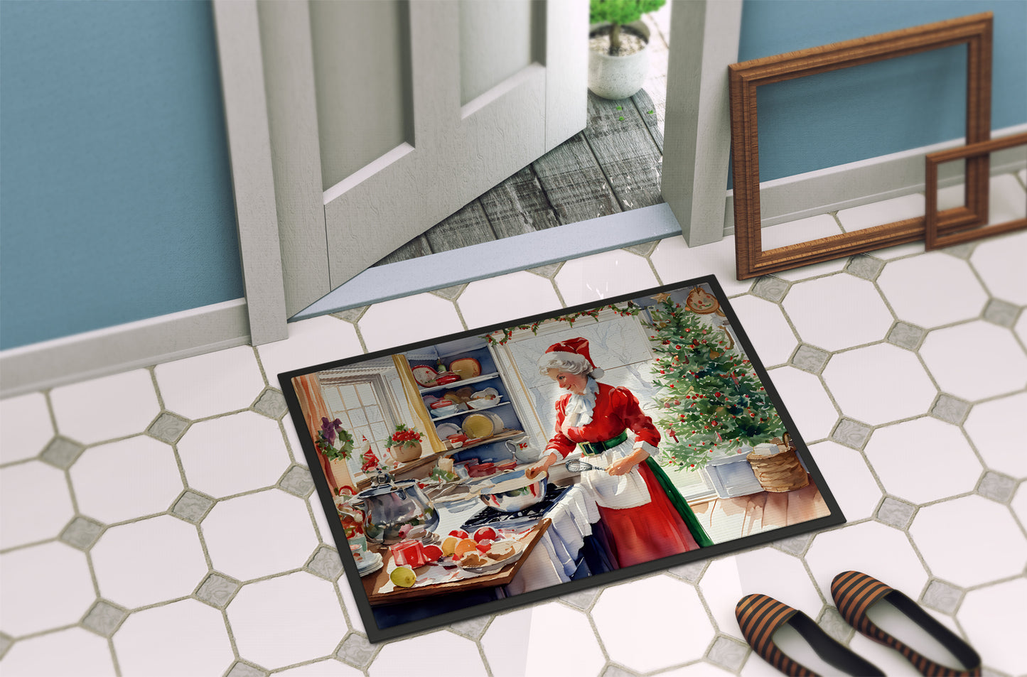 Cookies with Santa Claus Mrs. Claus Doormat