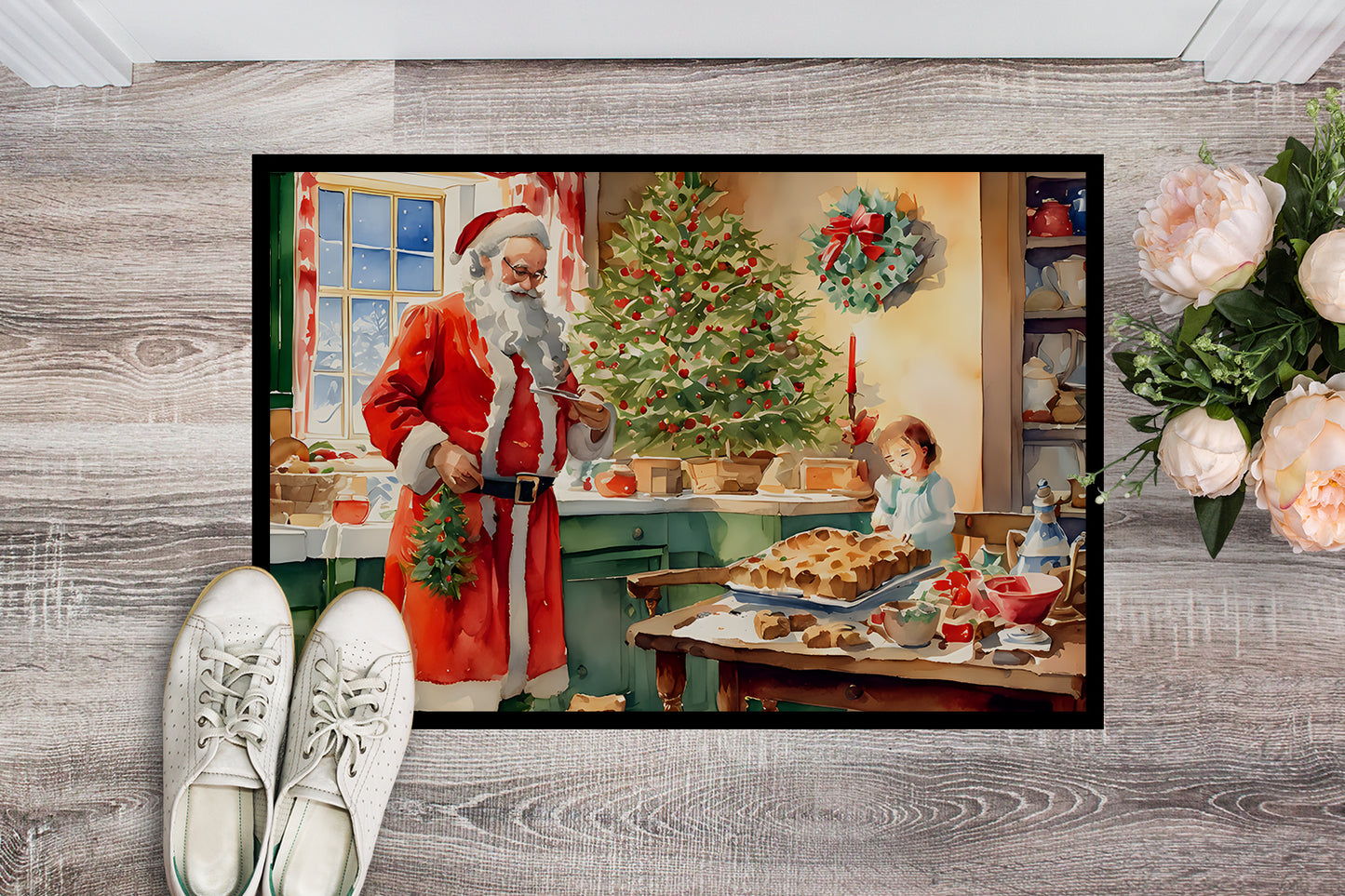 Cookies with Santa Claus Papa Noel Doormat