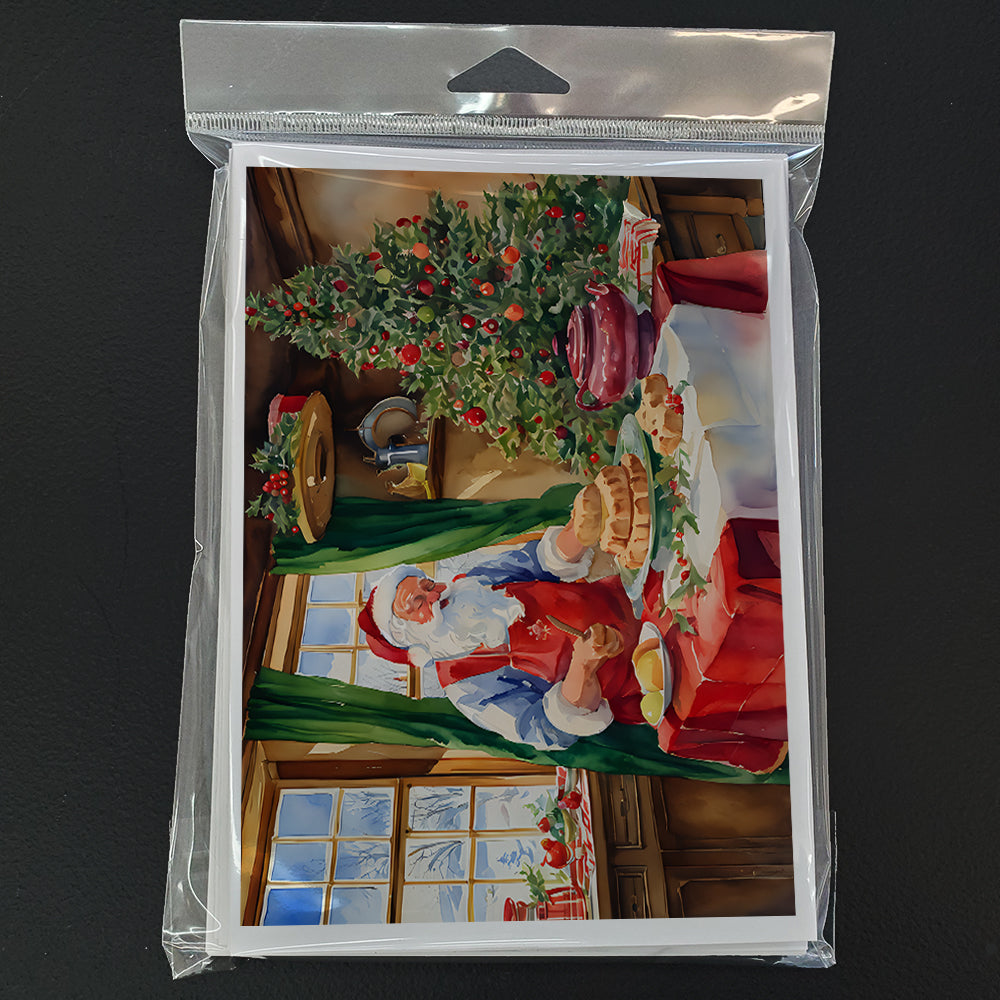 Cookies with Santa Claus Papa Noel Greeting Cards Pack of 8