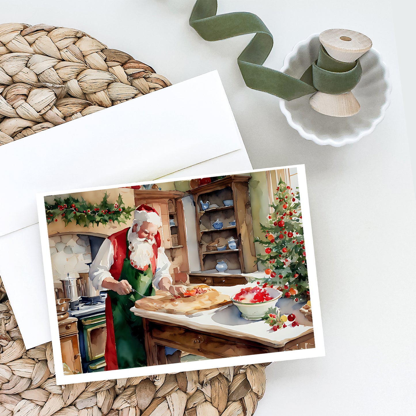 Cookies with Santa Claus Greeting Cards Pack of 8