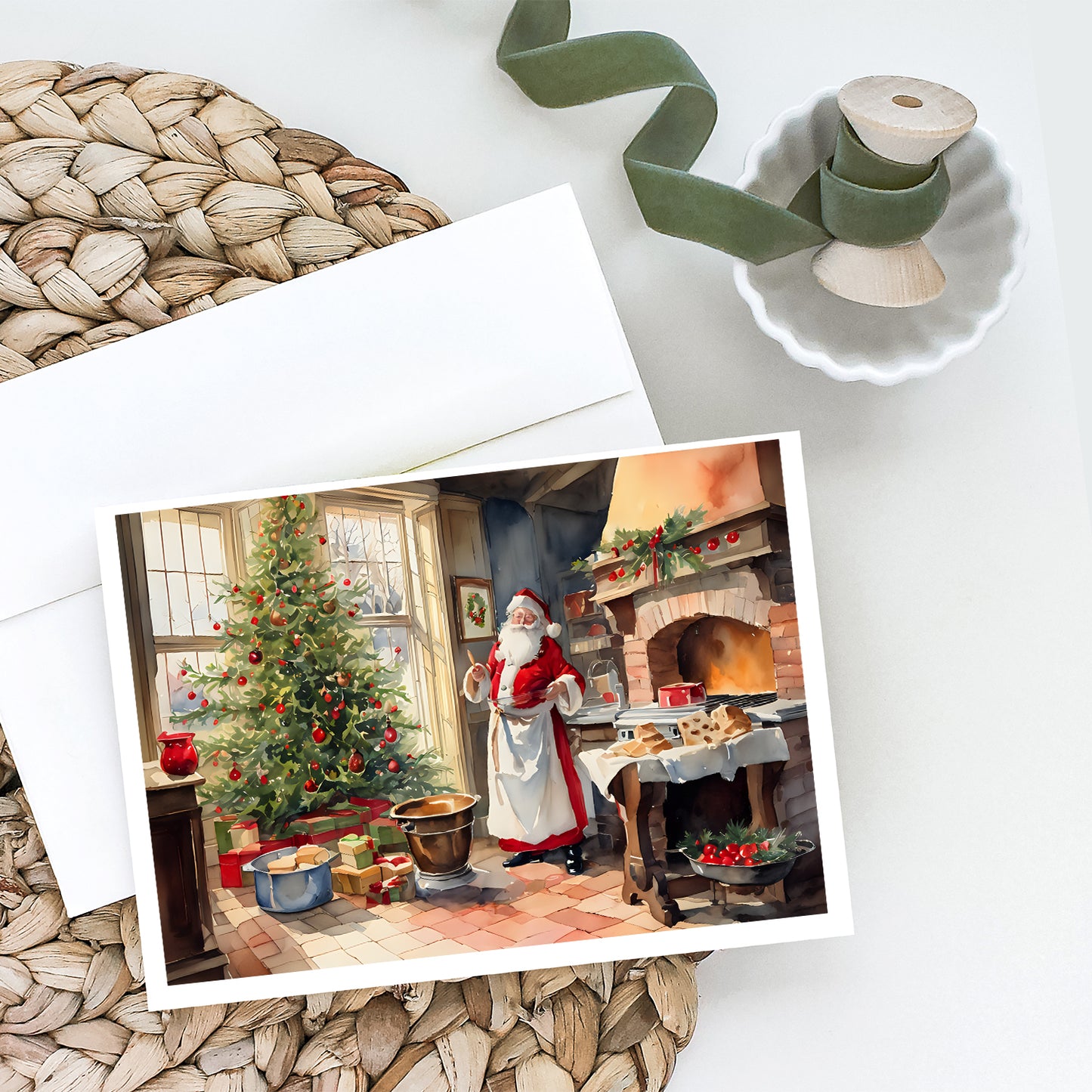 Cookies with Santa Claus Greeting Cards Pack of 8