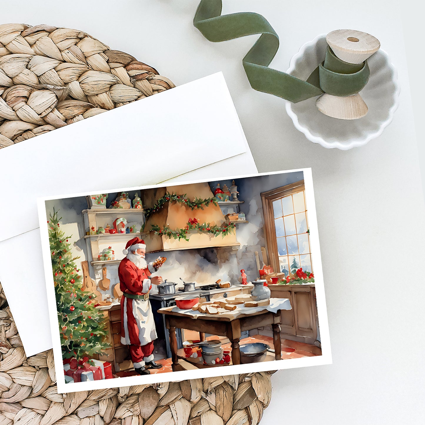 Cookies with Santa Claus Greeting Cards Pack of 8