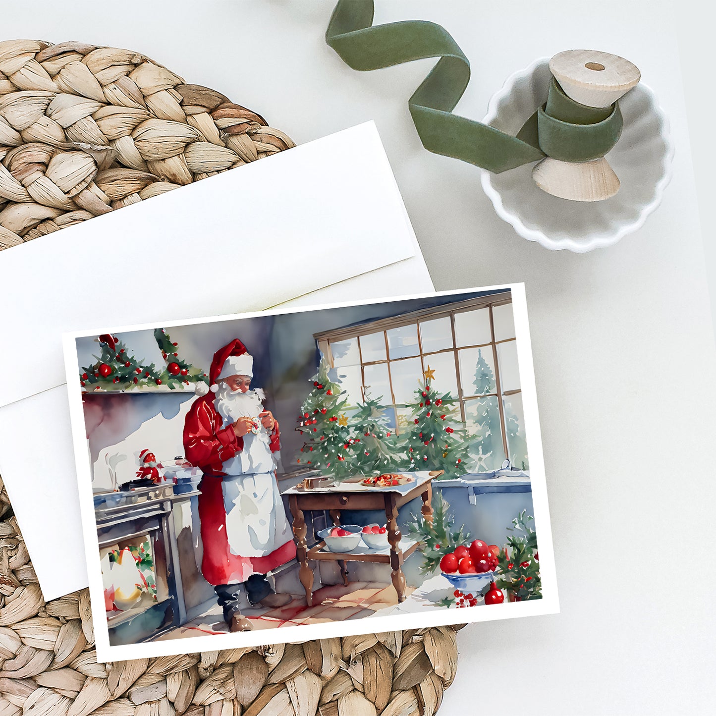Cookies with Santa Claus Greeting Cards Pack of 8