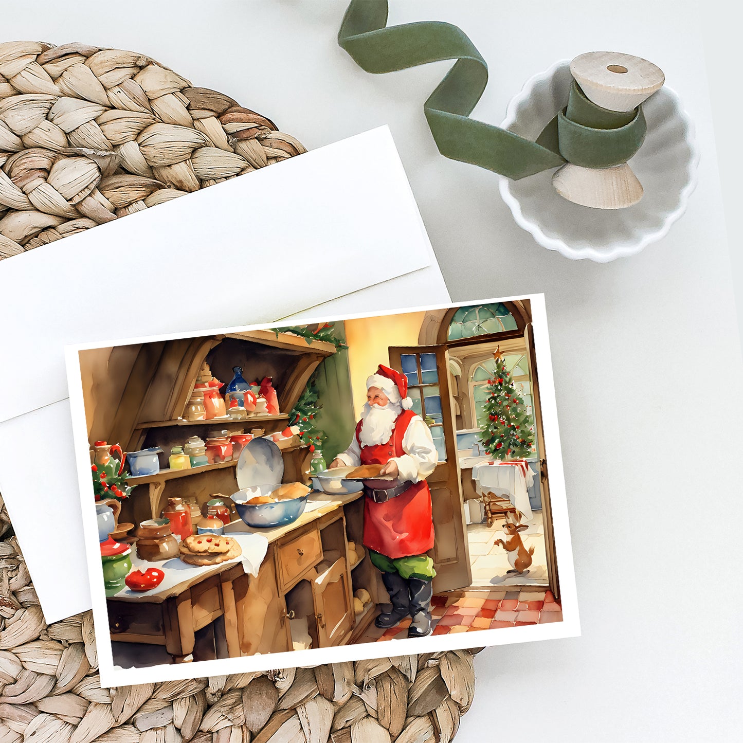 Cookies with Santa Claus Greeting Cards Pack of 8