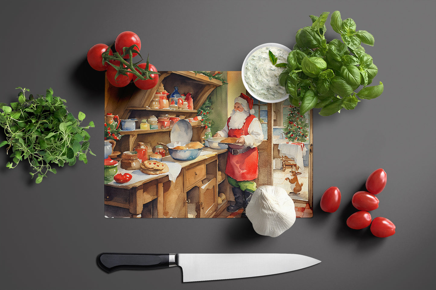 Cookies with Santa Claus Glass Cutting Board