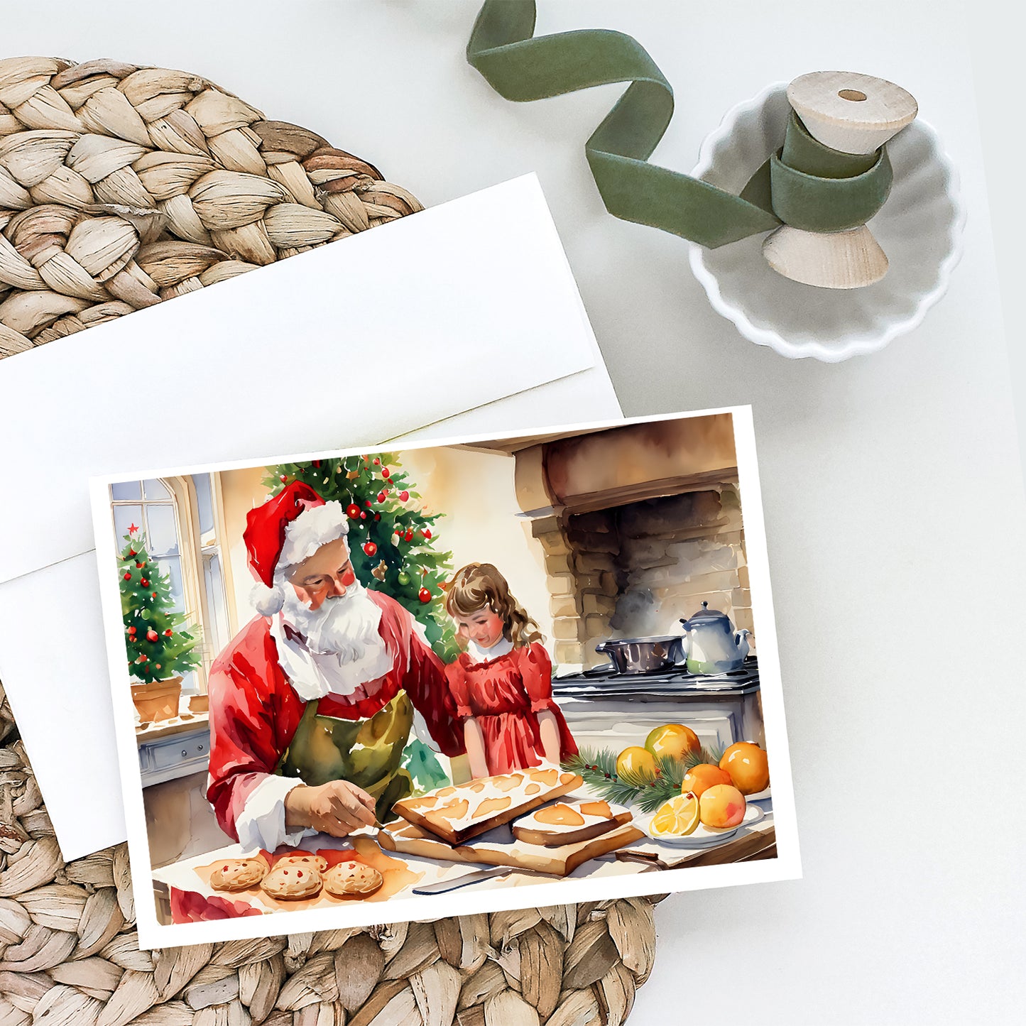 Cookies with Santa Claus Greeting Cards Pack of 8