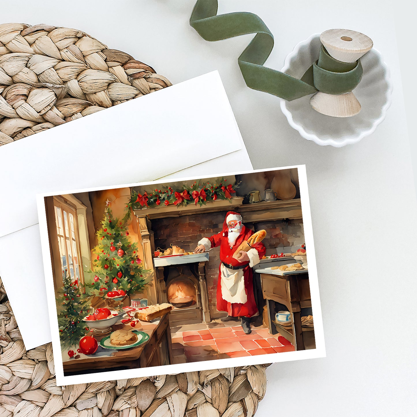 Cookies with Santa Claus Greeting Cards Pack of 8
