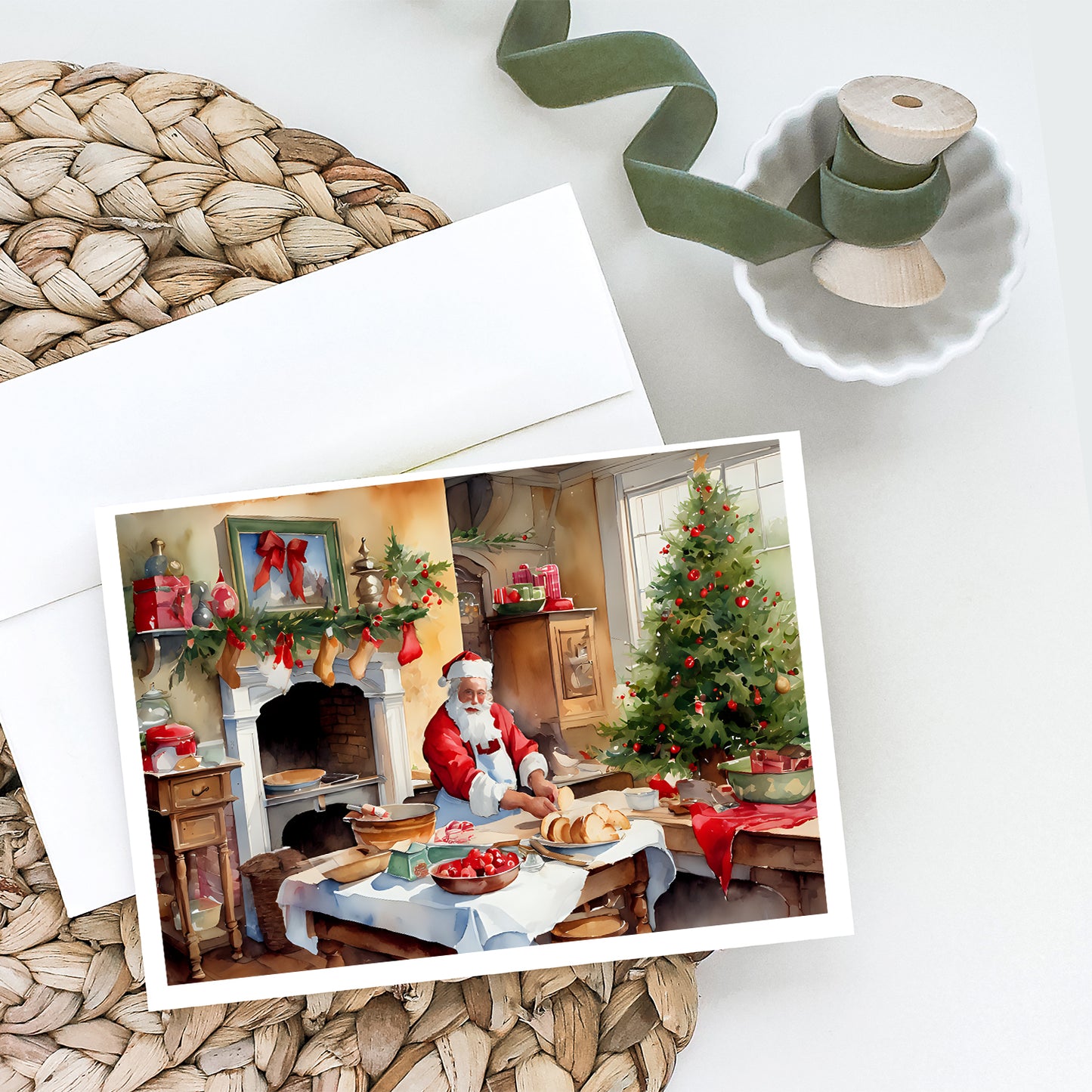 Cookies with Santa Claus Greeting Cards Pack of 8