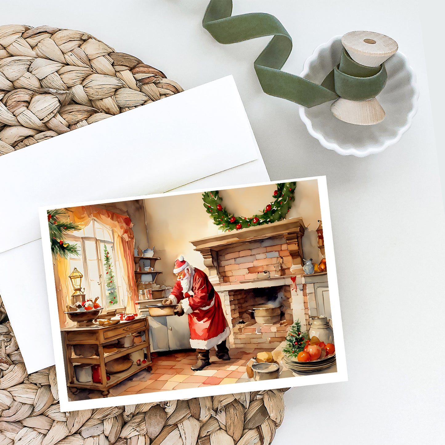 Cookies with Santa Claus Greeting Cards Pack of 8