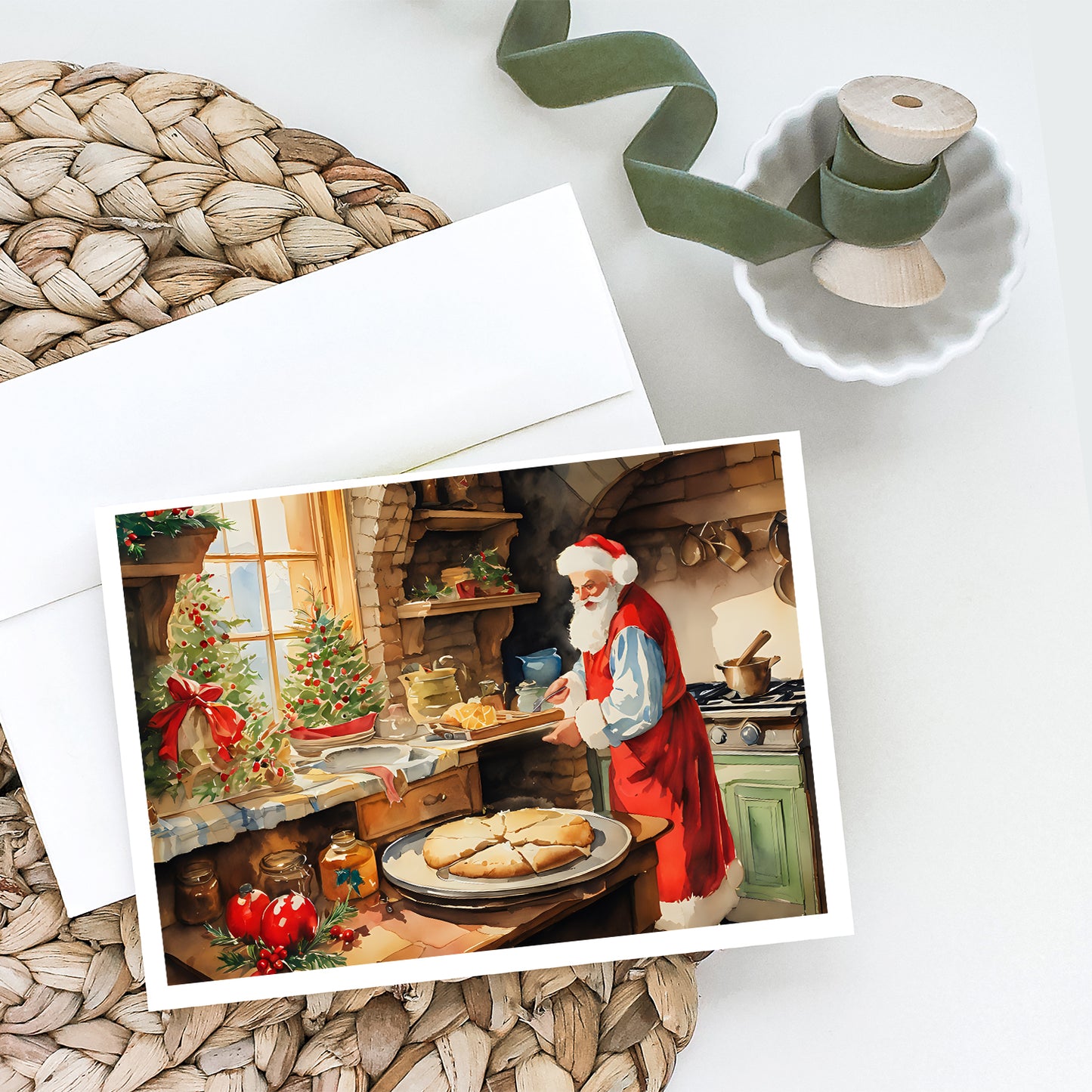 Cookies with Santa Claus Greeting Cards Pack of 8