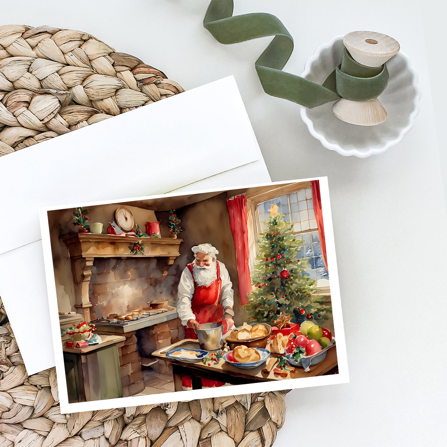 Cookies with Santa Claus Greeting Cards Pack of 8