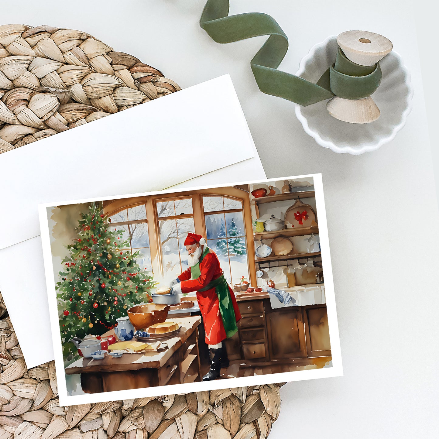 Cookies with Santa Claus Weihnachtsmann Greeting Cards Pack of 8