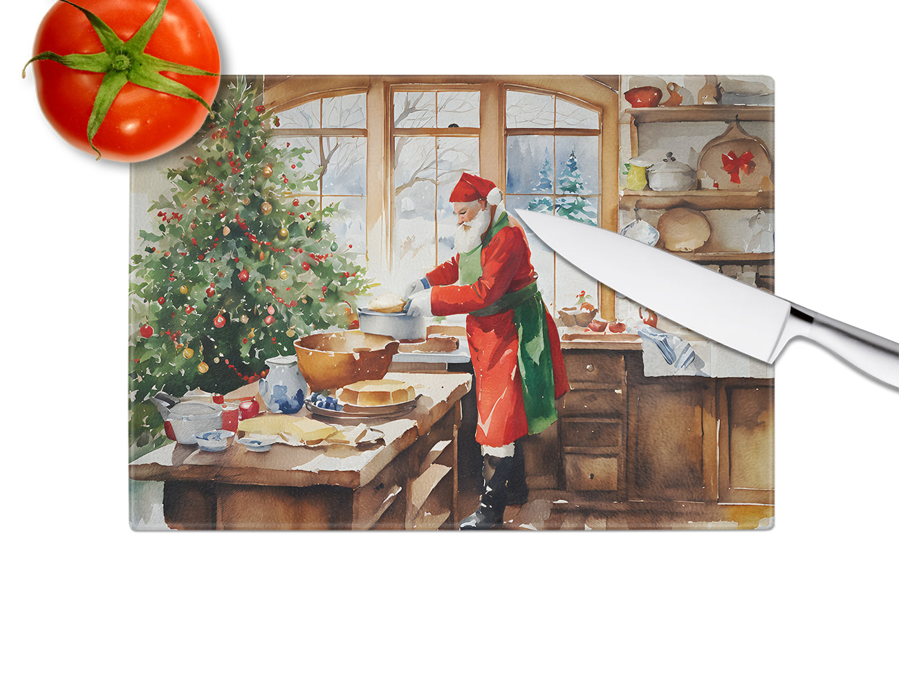 Cookies with Santa Claus Weihnachtsmann Glass Cutting Board