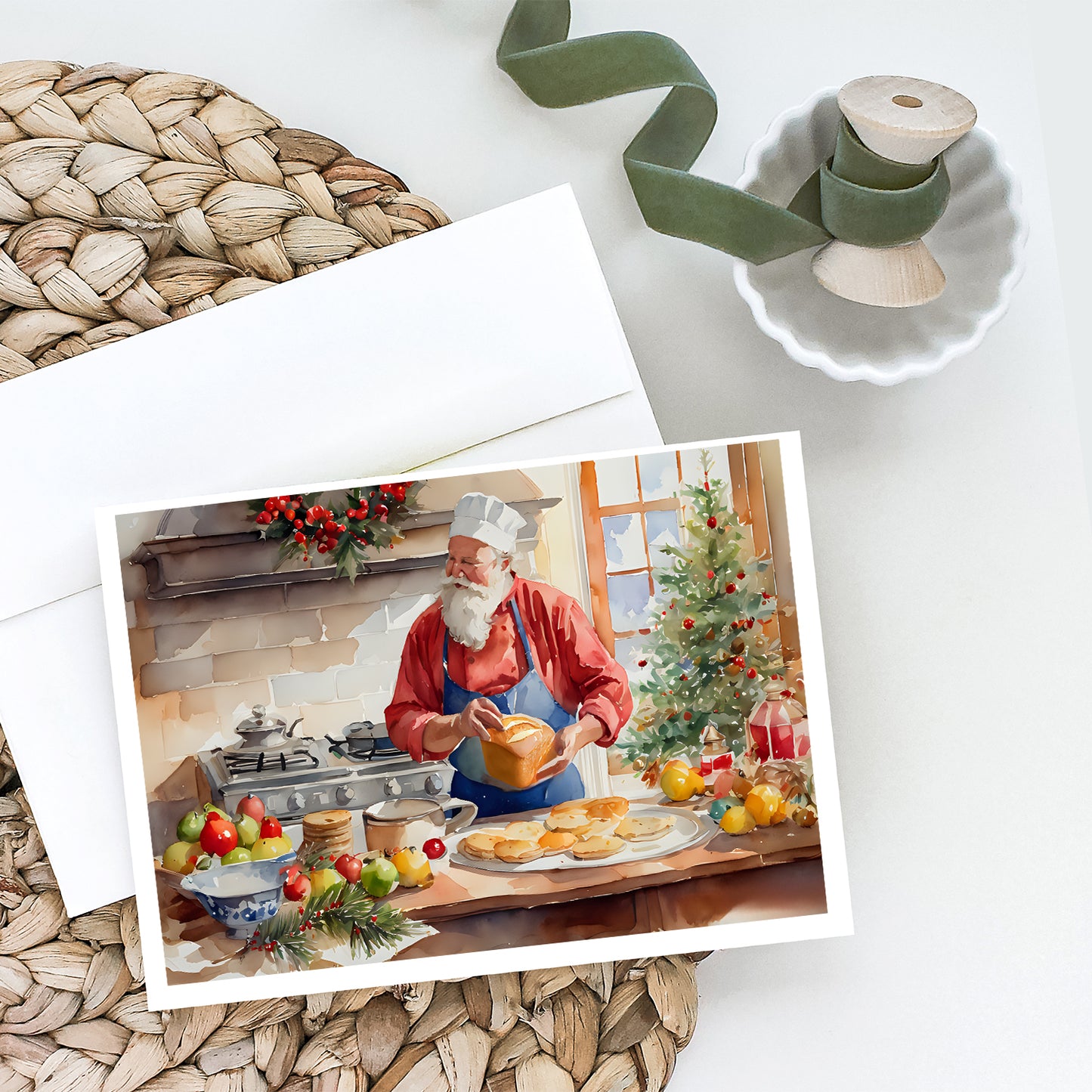 Cookies with Santa Claus Weihnachtsmann Greeting Cards Pack of 8
