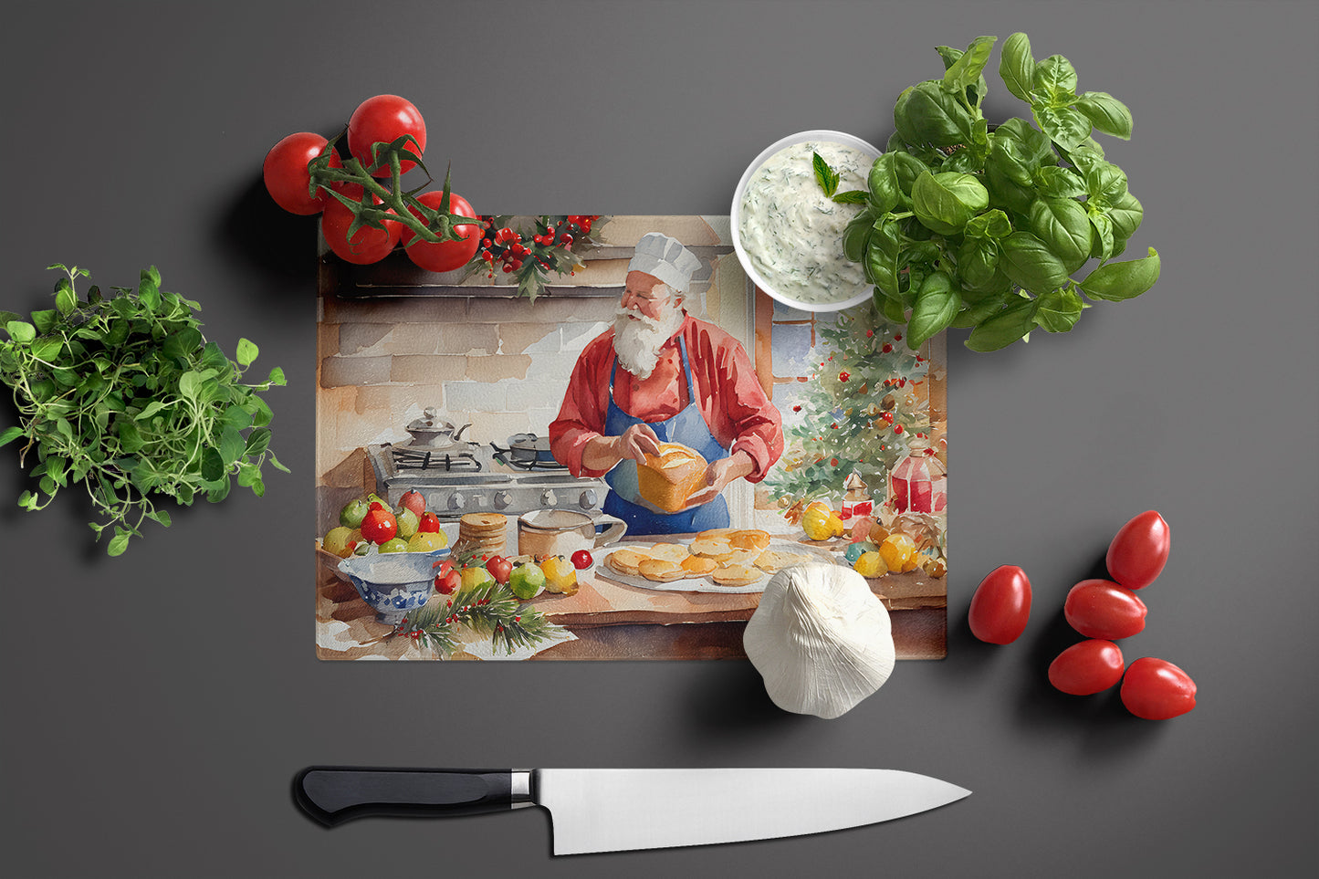 Cookies with Santa Claus Weihnachtsmann Glass Cutting Board