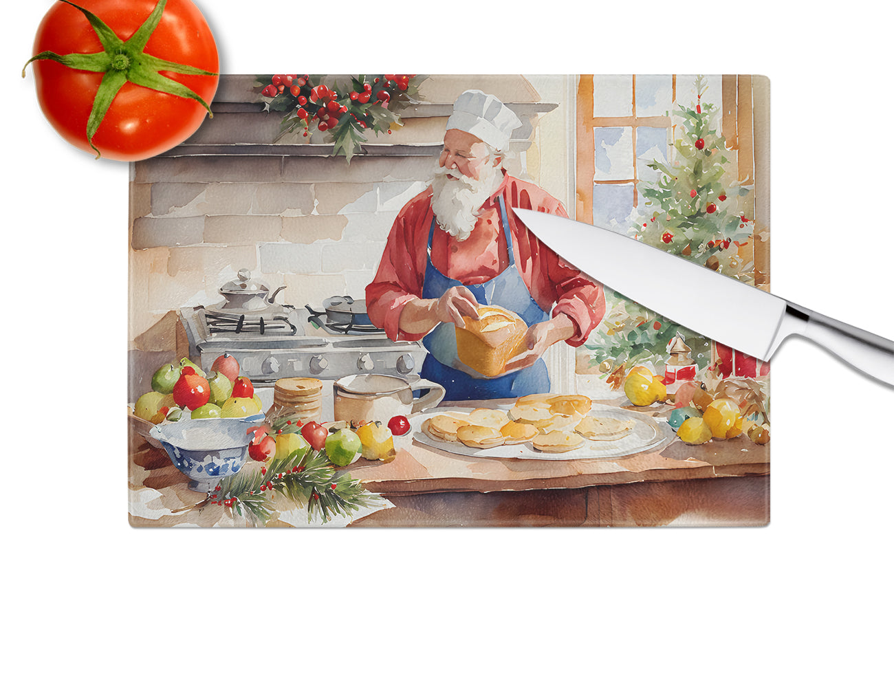 Cookies with Santa Claus Weihnachtsmann Glass Cutting Board