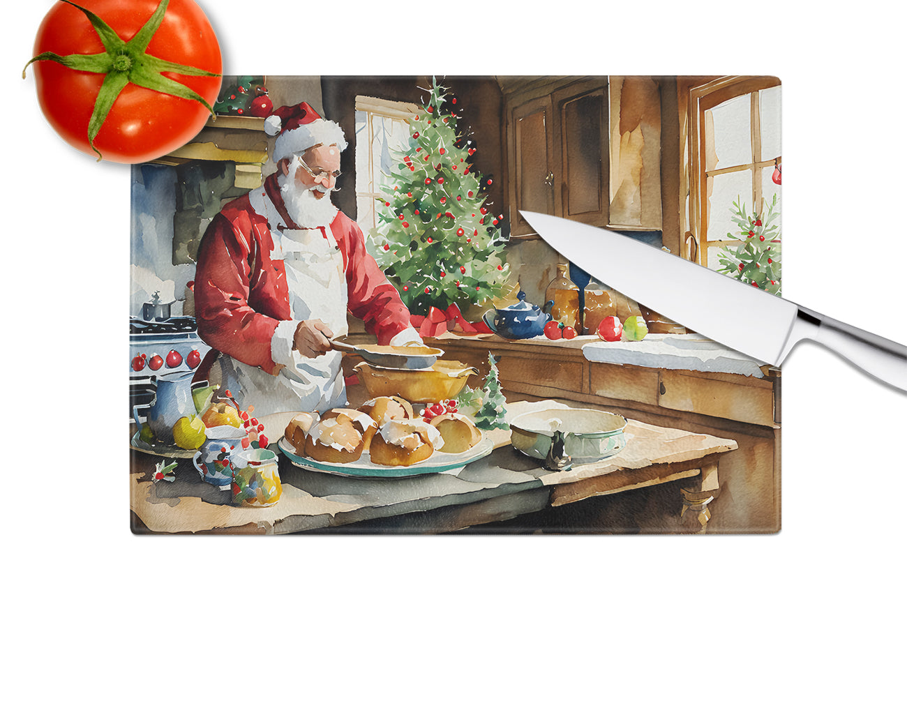 Cookies with Santa Claus Weihnachtsmann Glass Cutting Board