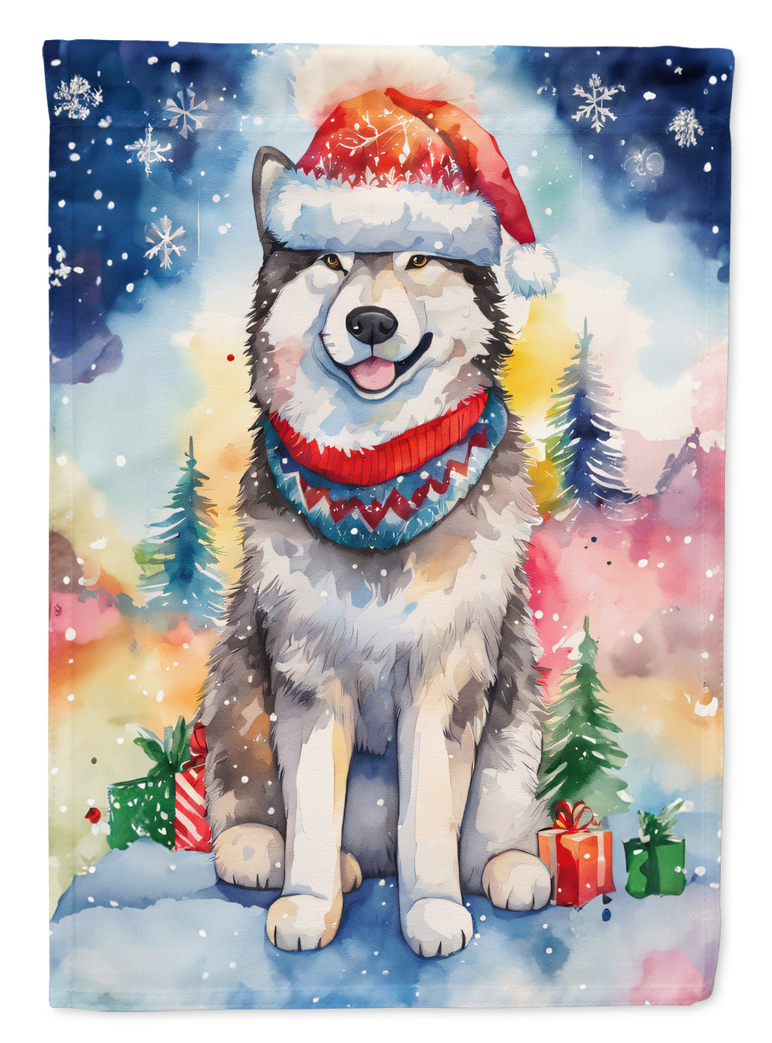 Buy this Alaskan Malamute Christmas House Flag