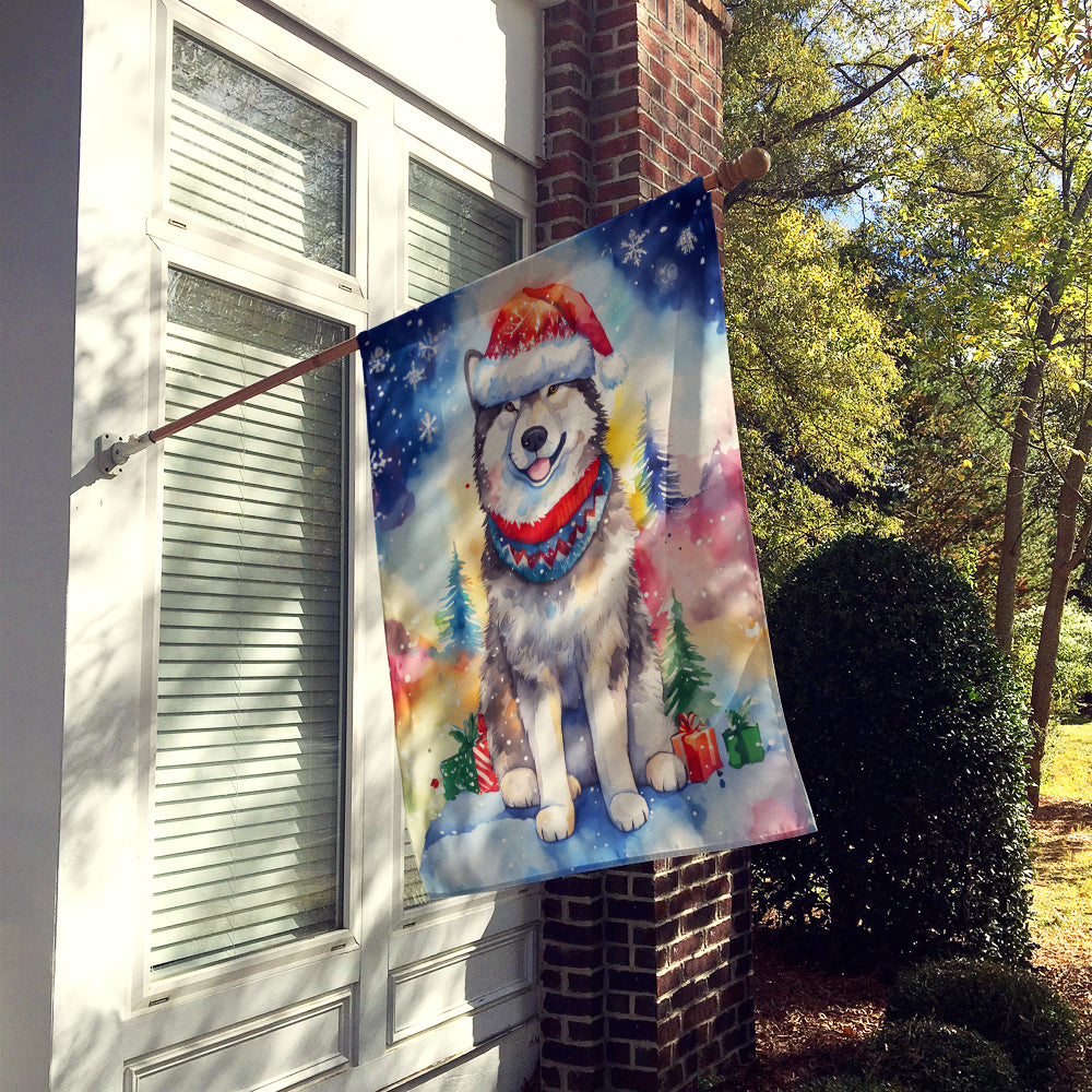 Alaskan Malamute Christmas House Flag