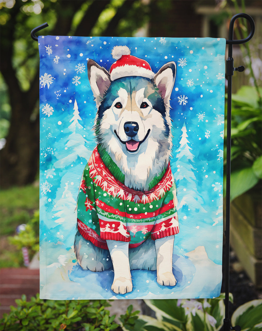 Alaskan Malamute Christmas Garden Flag