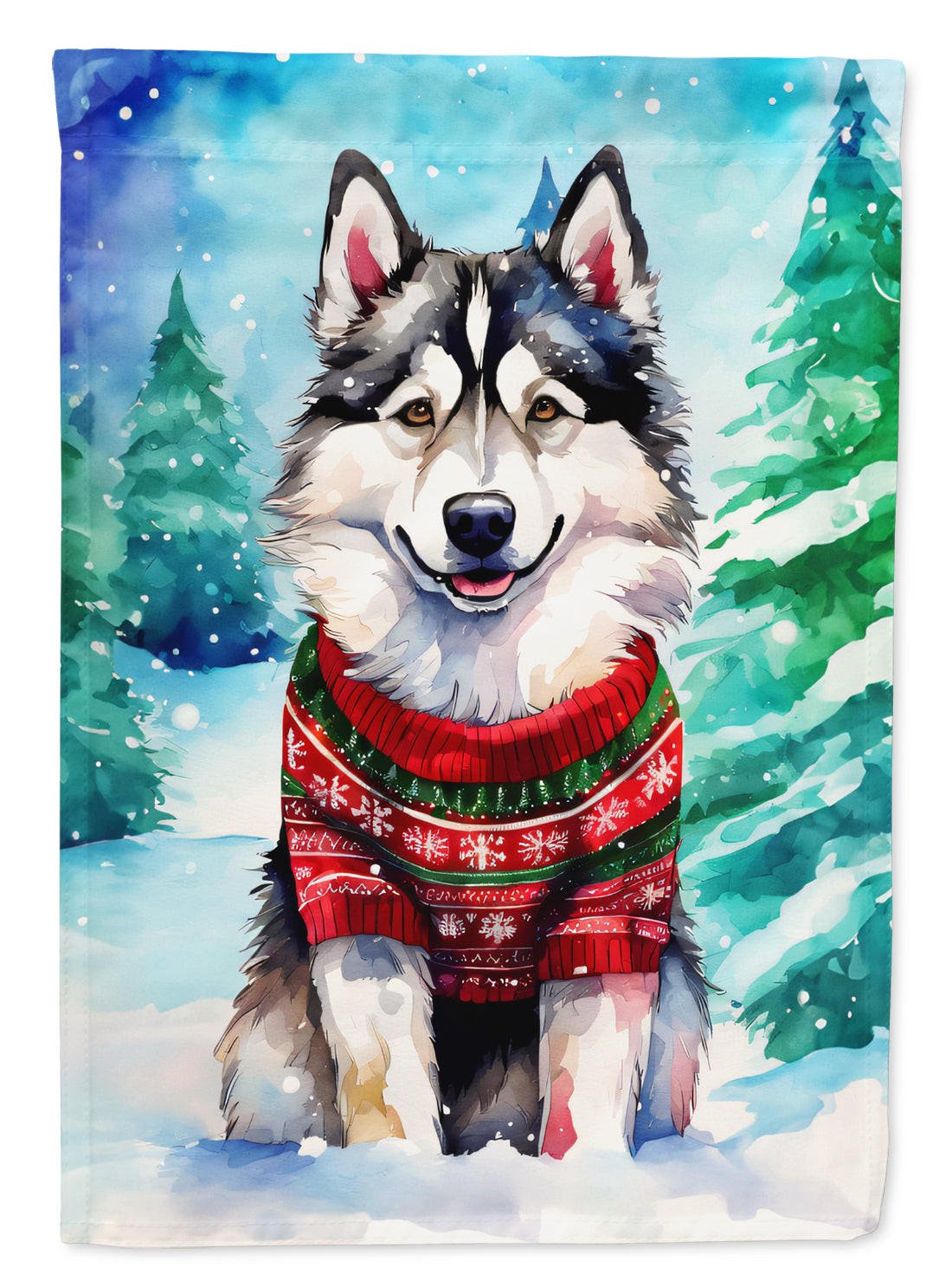 Buy this Alaskan Malamute Christmas House Flag