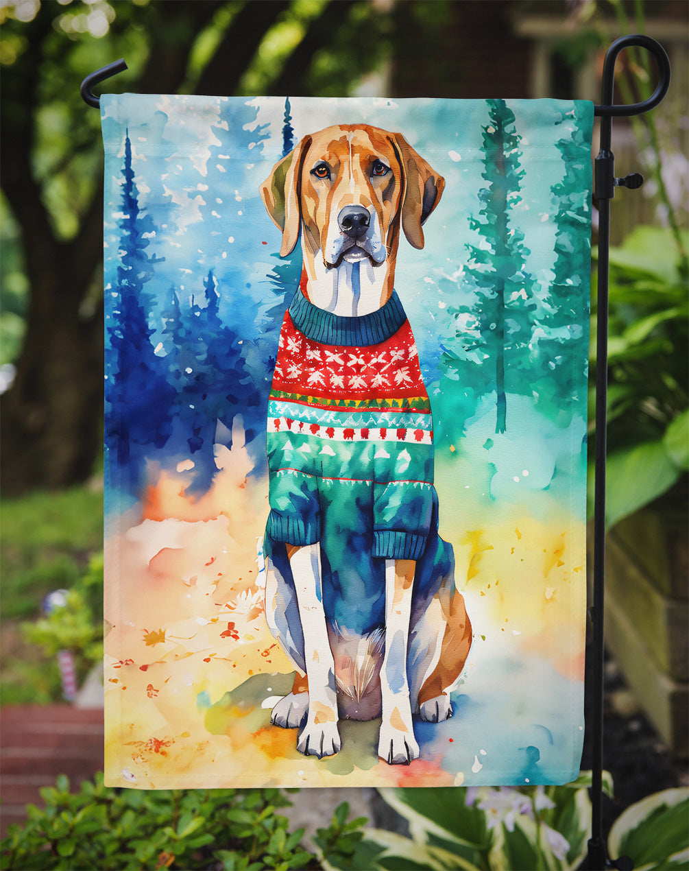 American English Coonhound Christmas Garden Flag