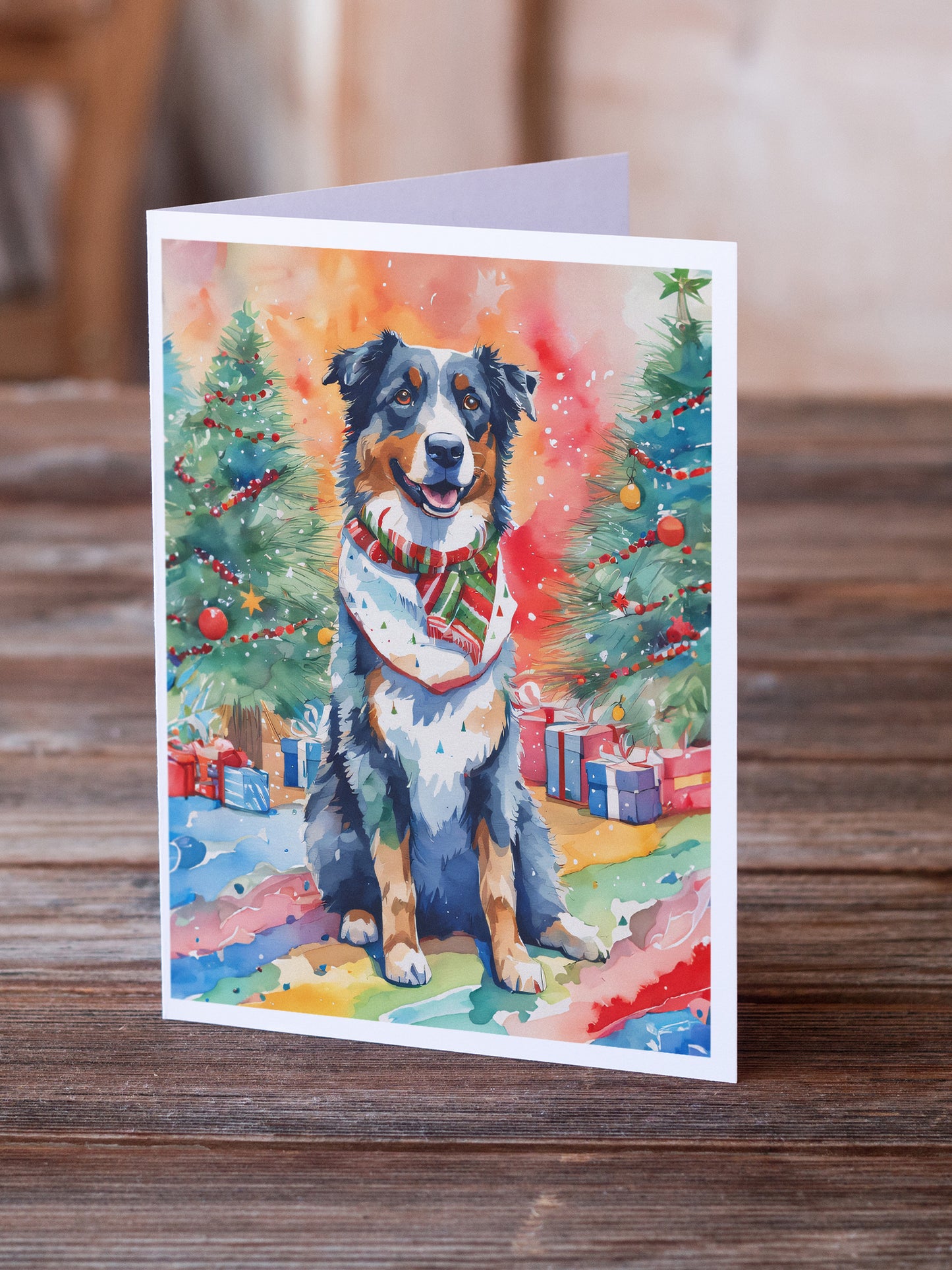 Australian Shepherd Christmas Greeting Cards Pack of 8