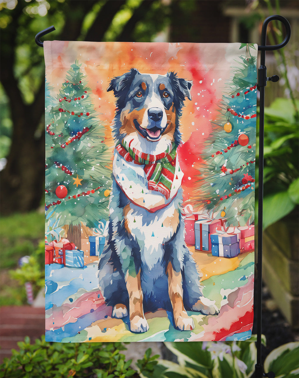 Australian Shepherd Christmas Garden Flag