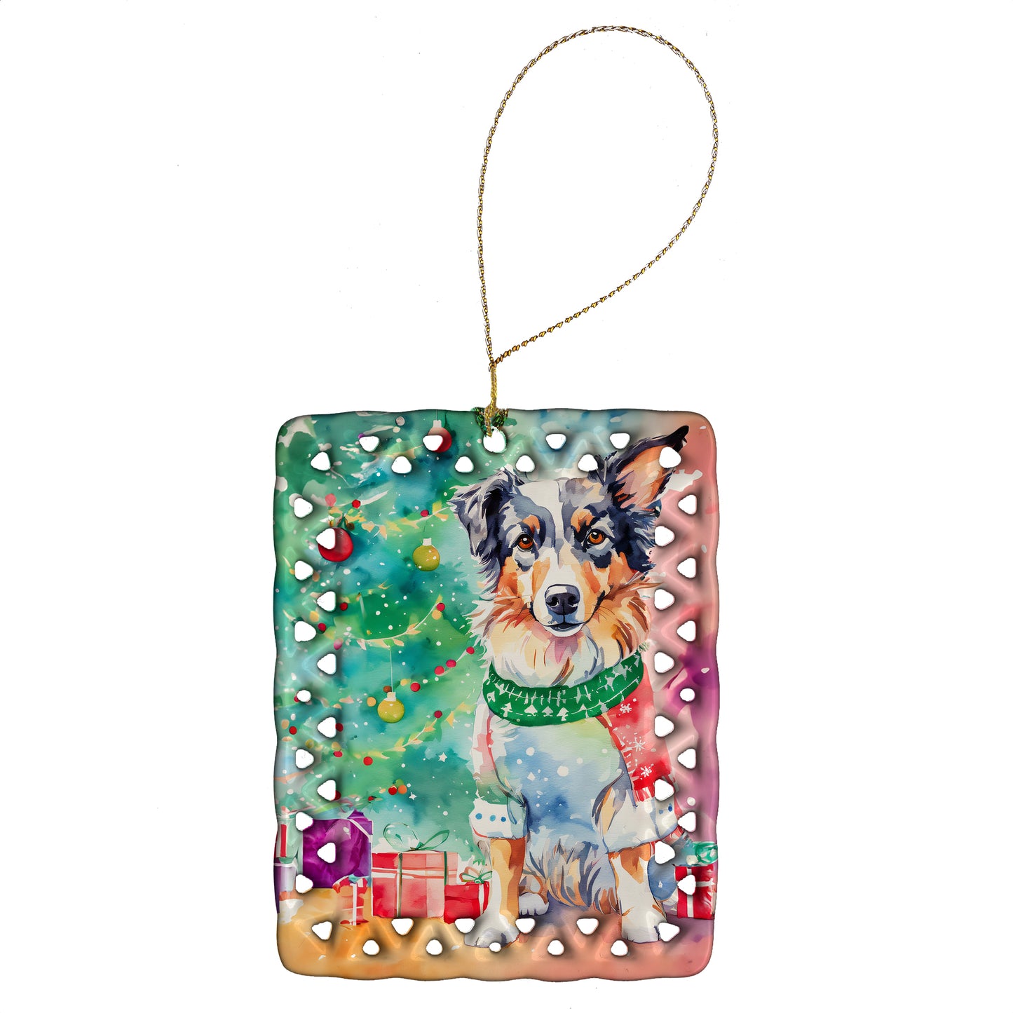 Buy this Australian Shepherd Christmas Porcelain Ornament