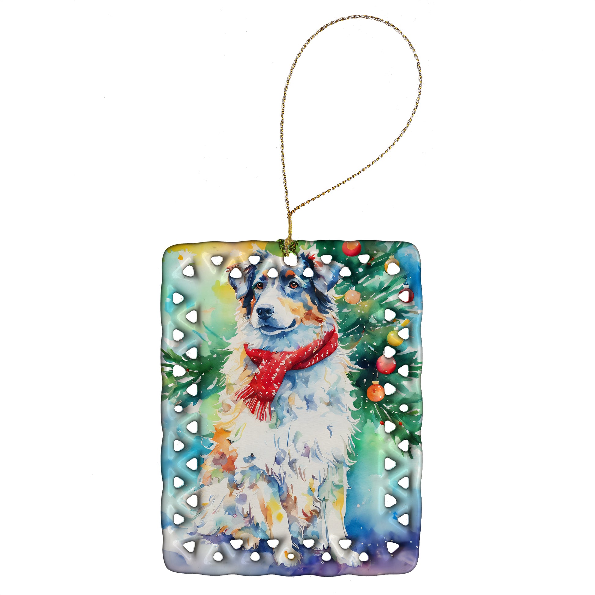 Buy this Australian Shepherd Christmas Porcelain Ornament